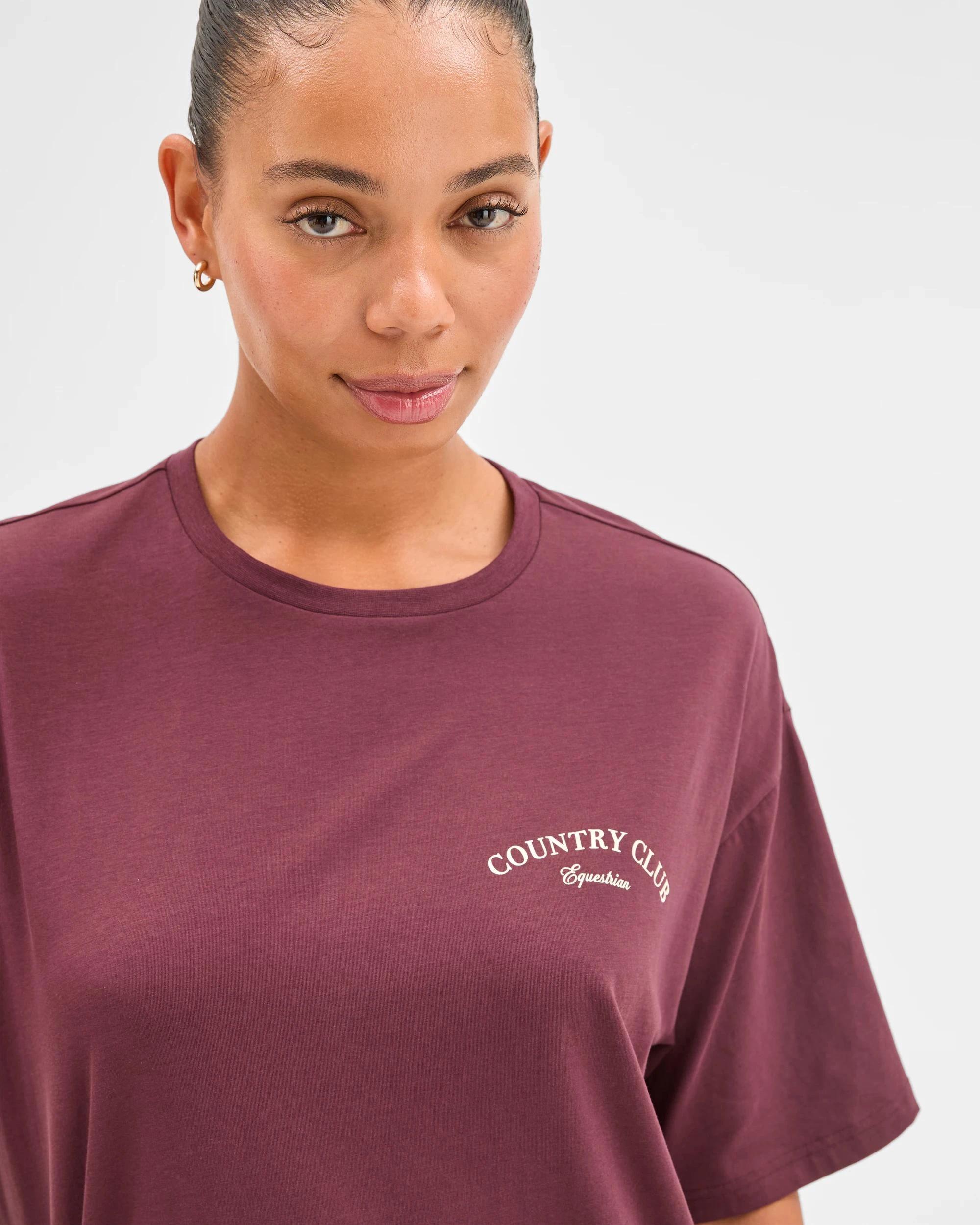 6 Target Active Active Australian Cotton Blend Oversized Graphic T-Shirt WINE/EQUESTRIAN CLUB, 6 of 6