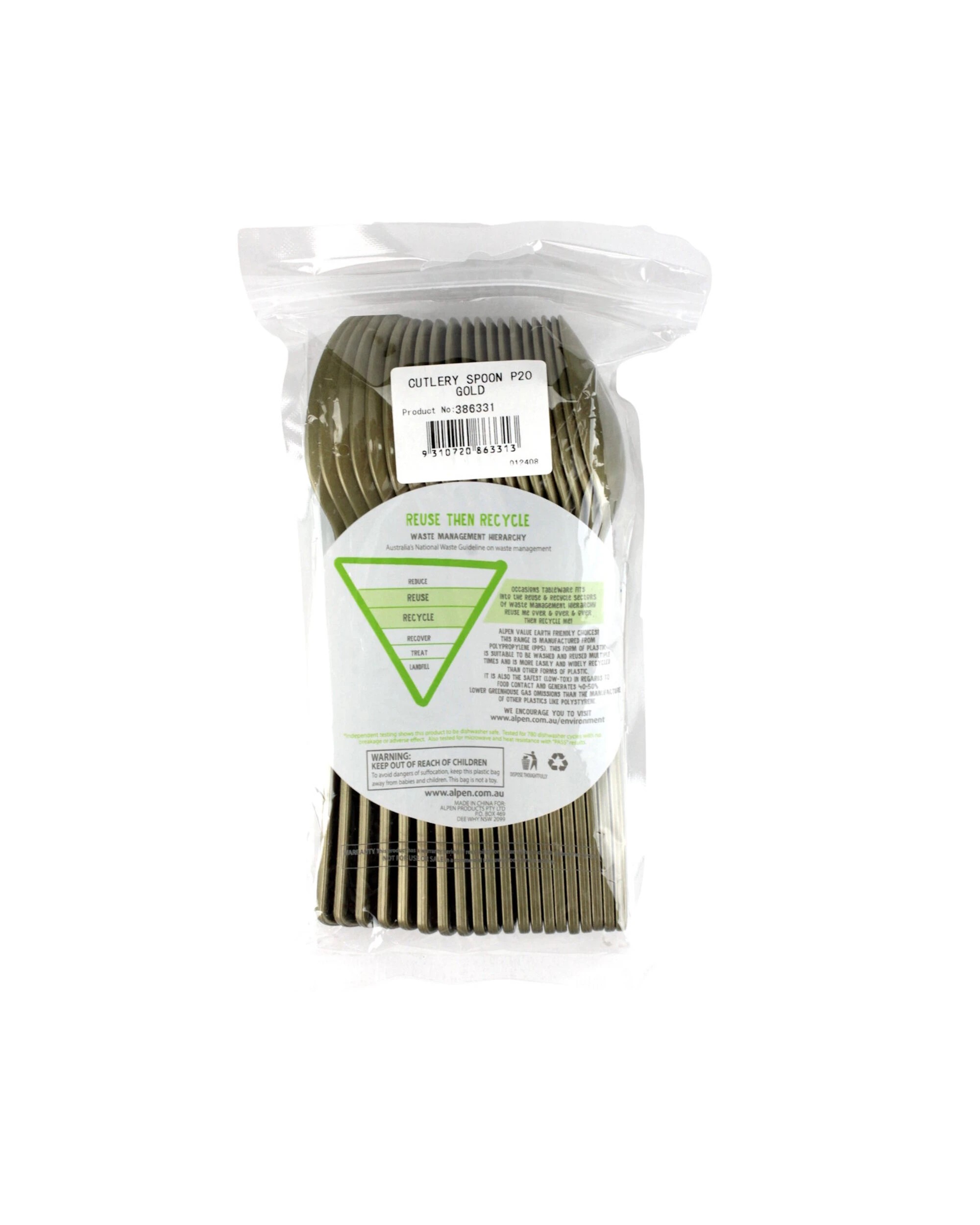 3 Alpen Reusable Spoons Pack of 20 - Gold - Gold, 3 of 3