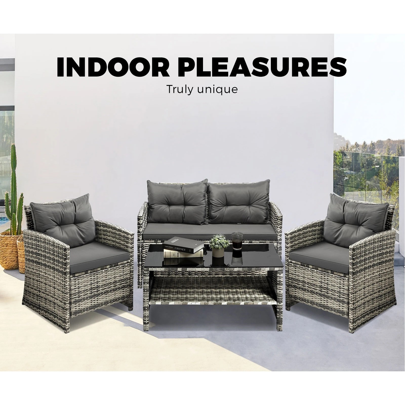 2 Livsip Outdoor Lounge Set Patio Furniture Dining Chairs Wicker Table 4 Piece
 - Multi, 2 of 10