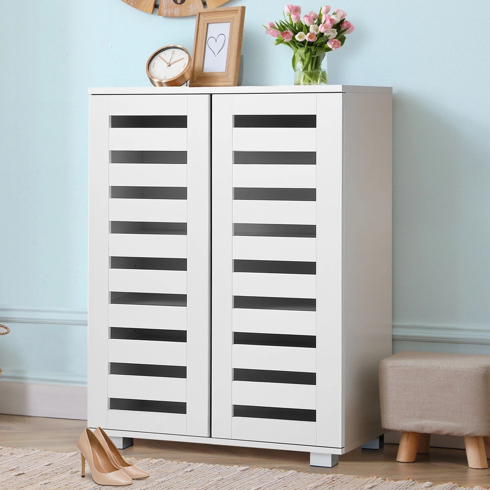 9 Alfordson Shoe Cabinet Organiser Storage Rack Drawer Shelf 21 pairs - White, 9 of 10