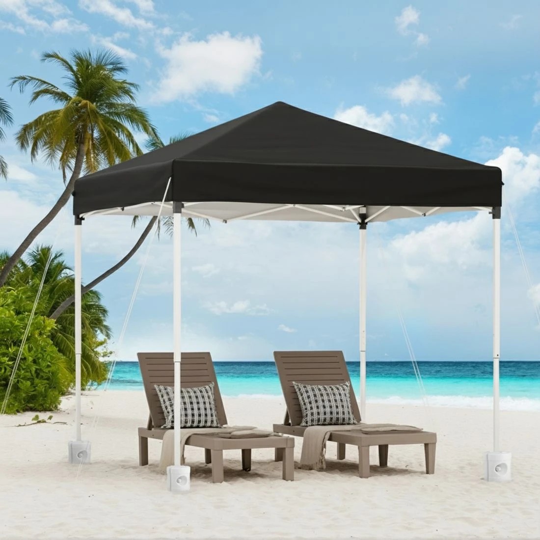 5 Instahut Gazebo 2x2m Outdoor Patio Garden Marquee Shade w/ Base Pods - Black, 5 of 7