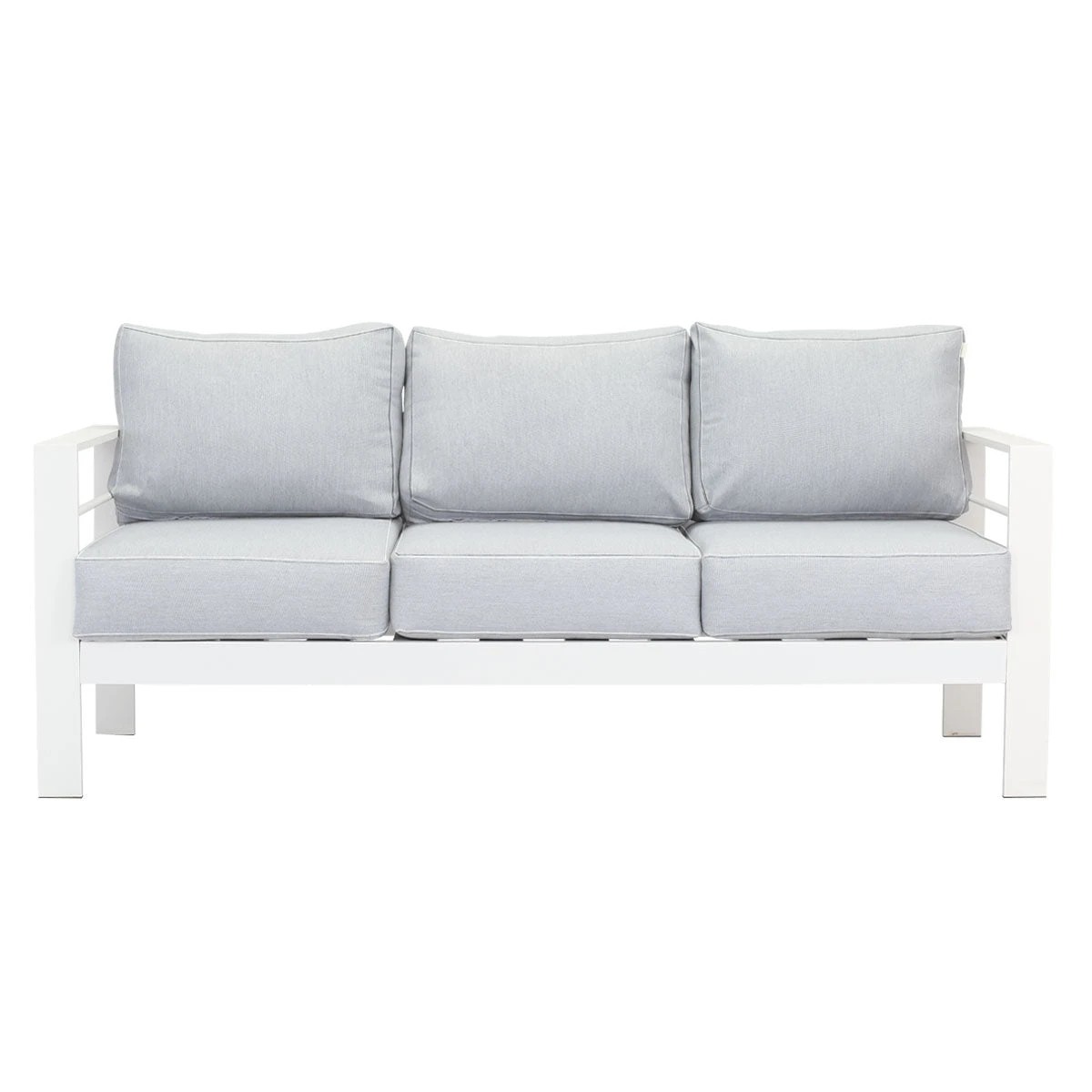 4 Moda Living Paris 5 Seater White Aluminium Sofa Lounge Set - Light Grey Cushion - White, 4 of 9