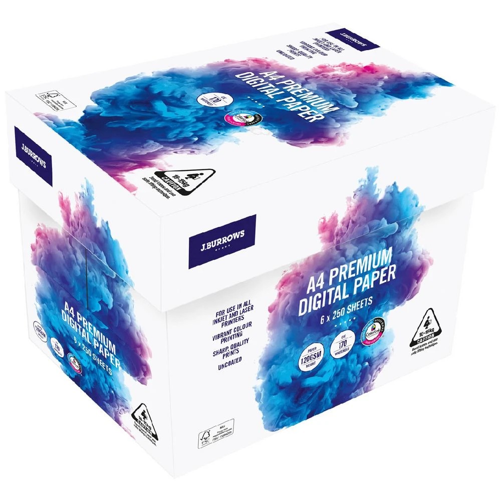 1 J.Burrows Premium120gsm A4 Digital Copy Paper 6 x 250 Sheets, 1 of 1