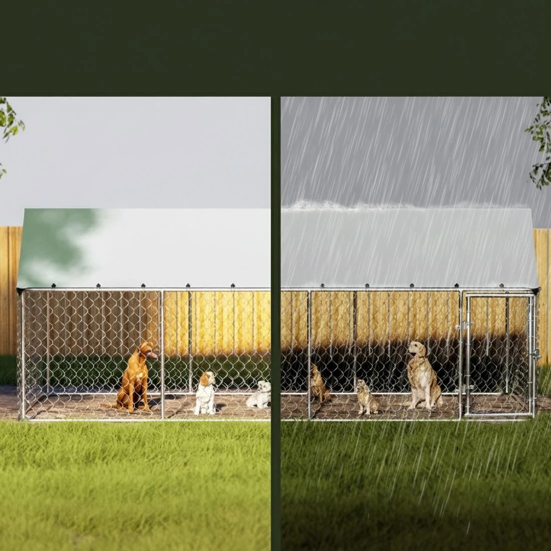 5 i.Pet Dog Kennel Large House XL Pet Run Cage Puppy Outdoor Enclosure 2Mx4M - Silver, 5 of 6