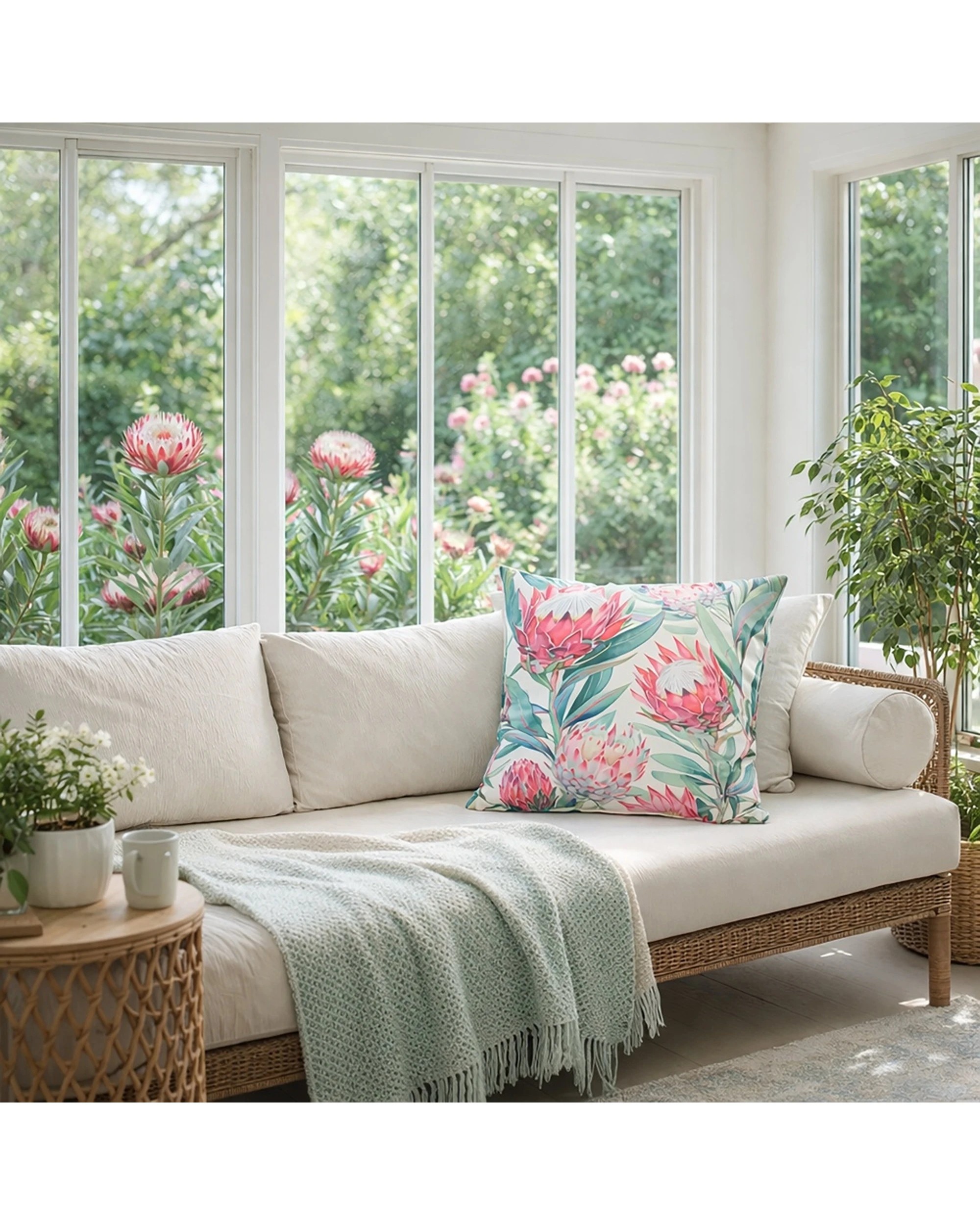 3 Urban Style Cushion Floral Throw Pillow Bold Protea Print 45x45cm - Multi, 3 of 8