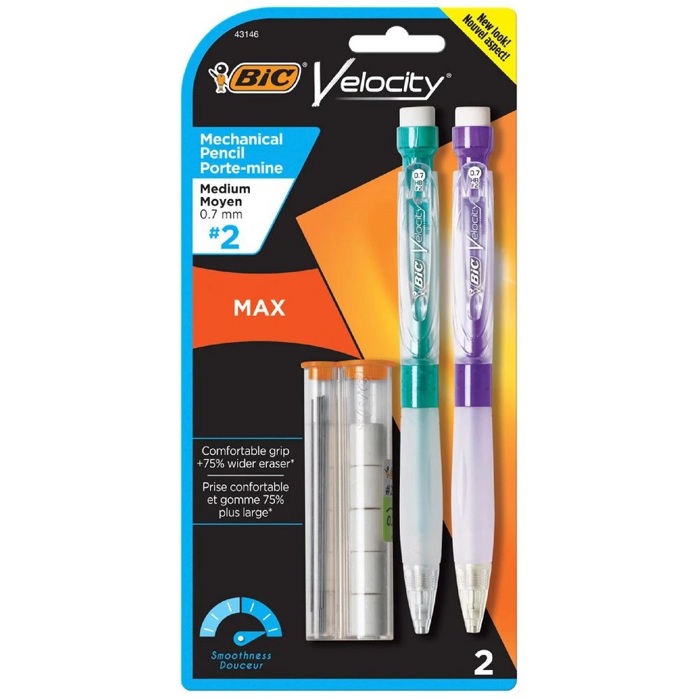 1 BIC Velocity Max Mechanical Pencils 0.7mm 2 Pack, 1 of 2