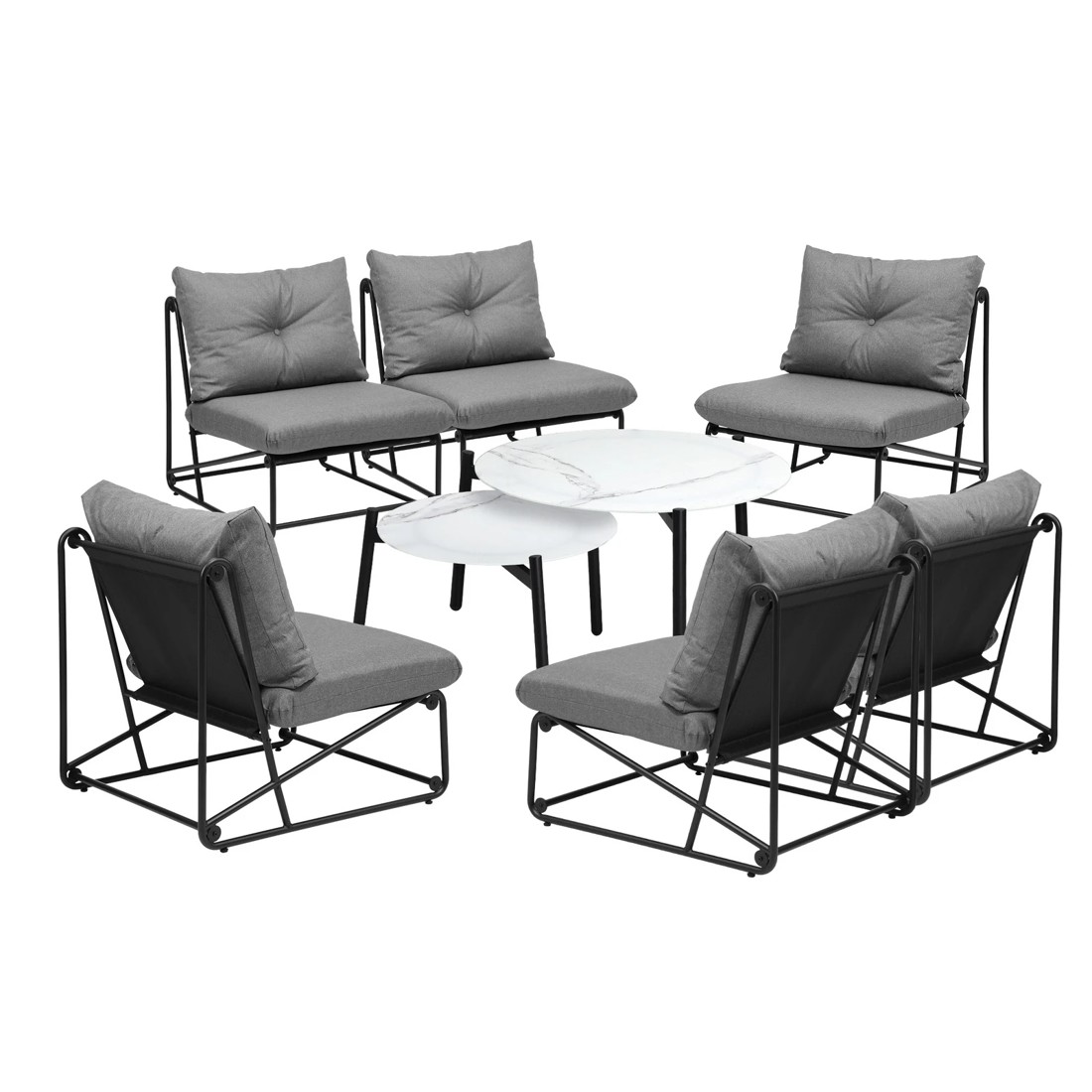 7 Livsip Outdoor Furniture Sofa Set 8-Piece Lounge Setting Table Chairs - Grey, 7 of 9