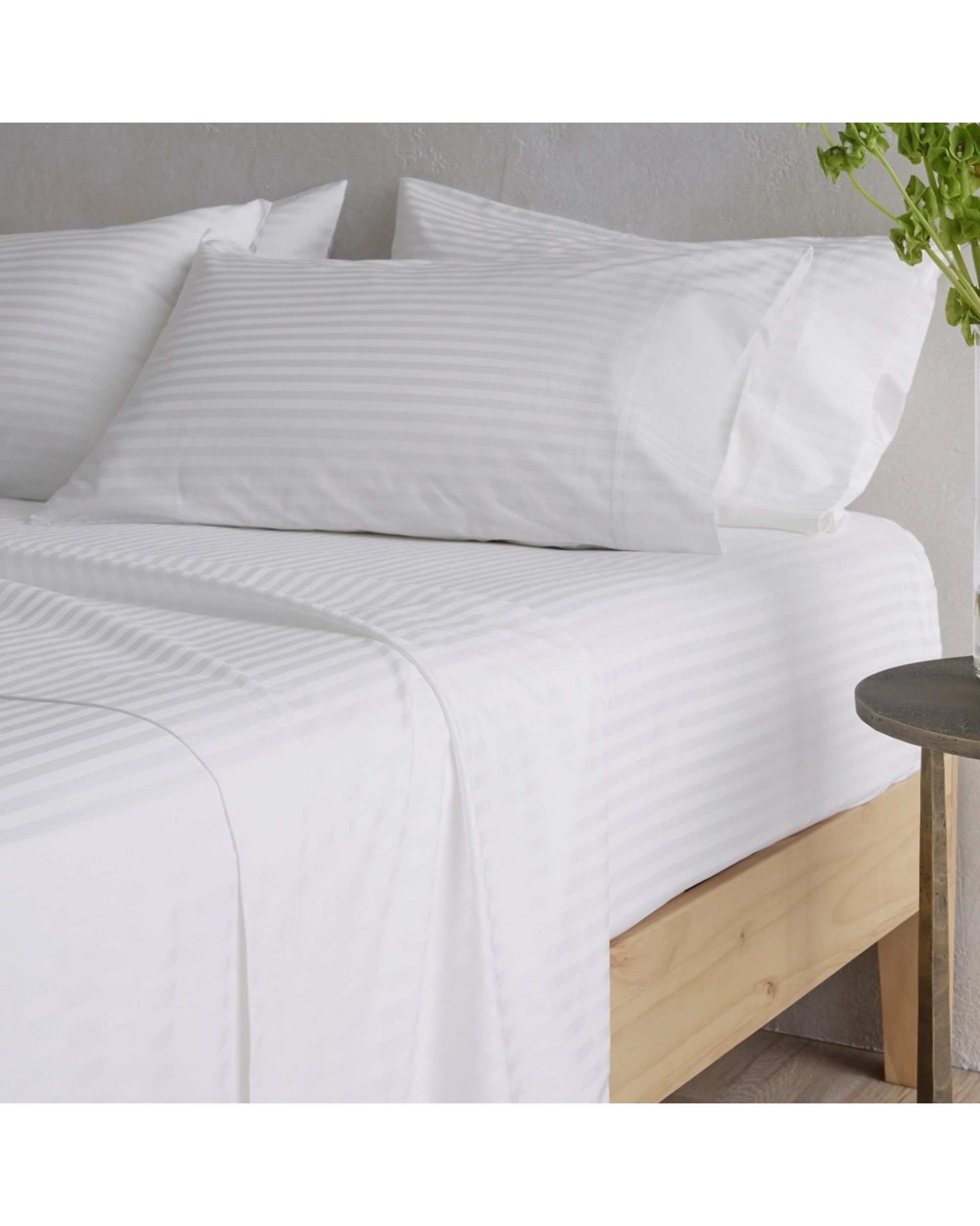 2 Bedding co Sheet Set 500TC Organic Cotton Stripe - Queen Bed - White, 2 of 5