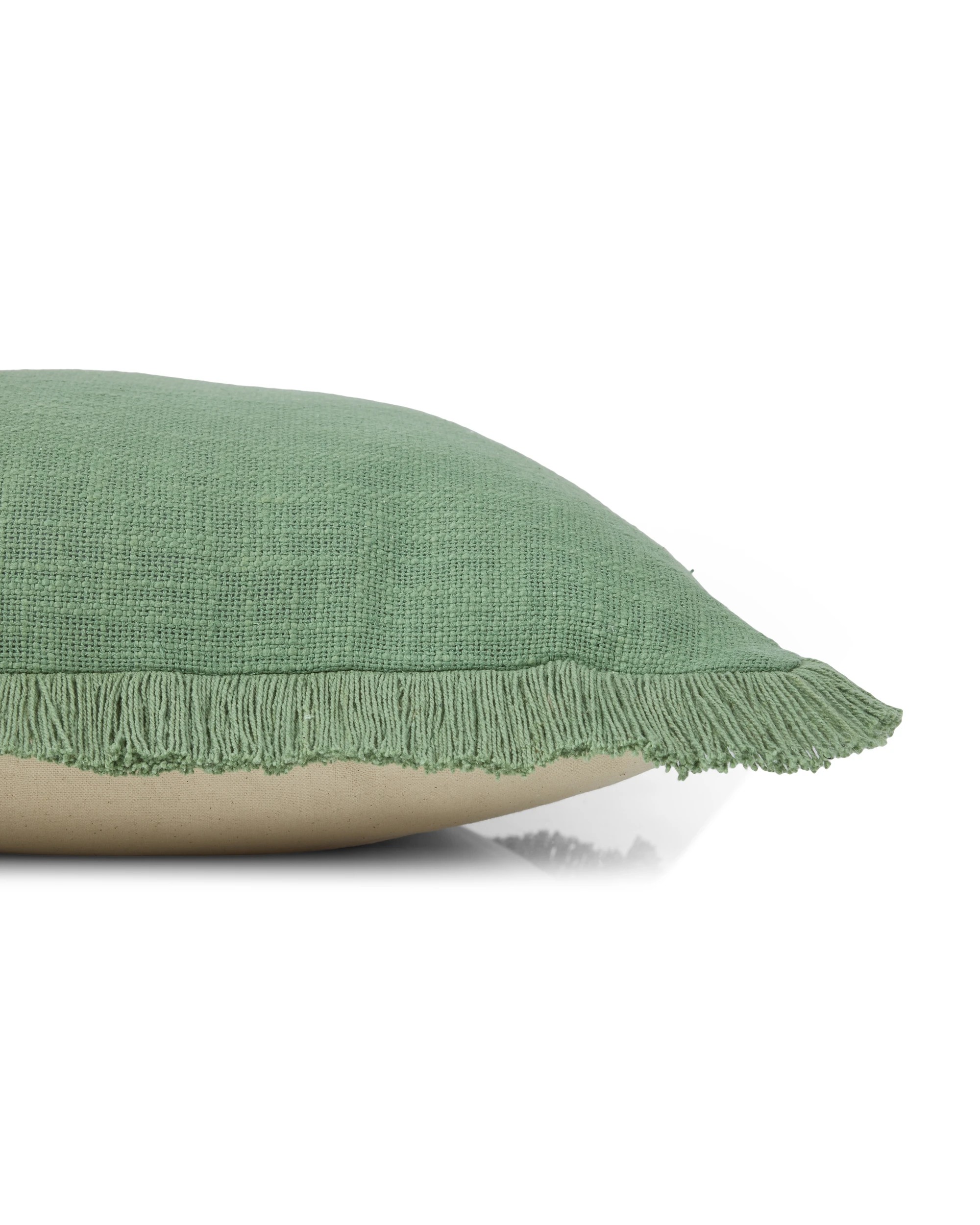 2 50cm Fringed Cushion - Green, 2 of 4