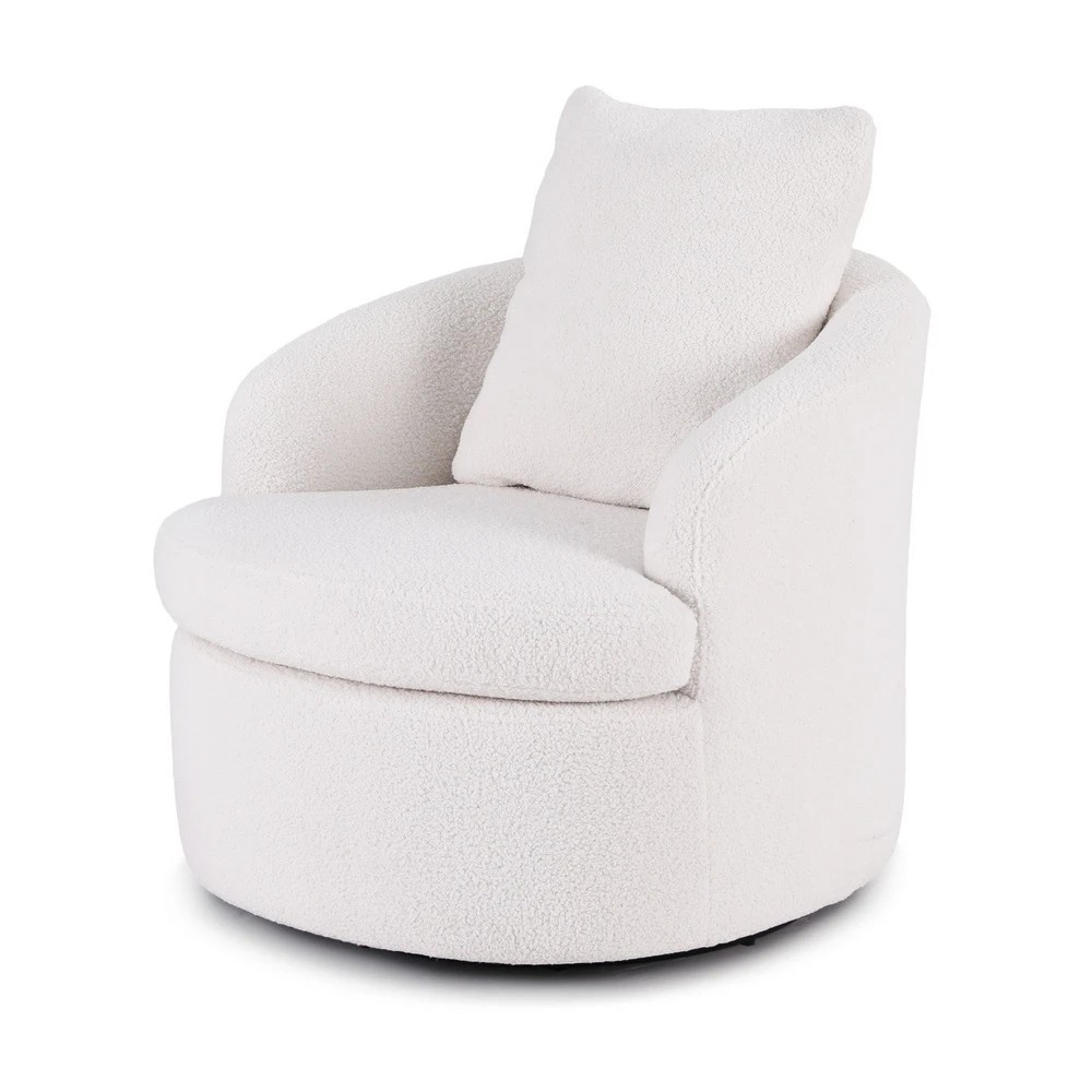 1 Artiss Swivel Chair Round Armchair Extra Pillow - White, 1 of 5