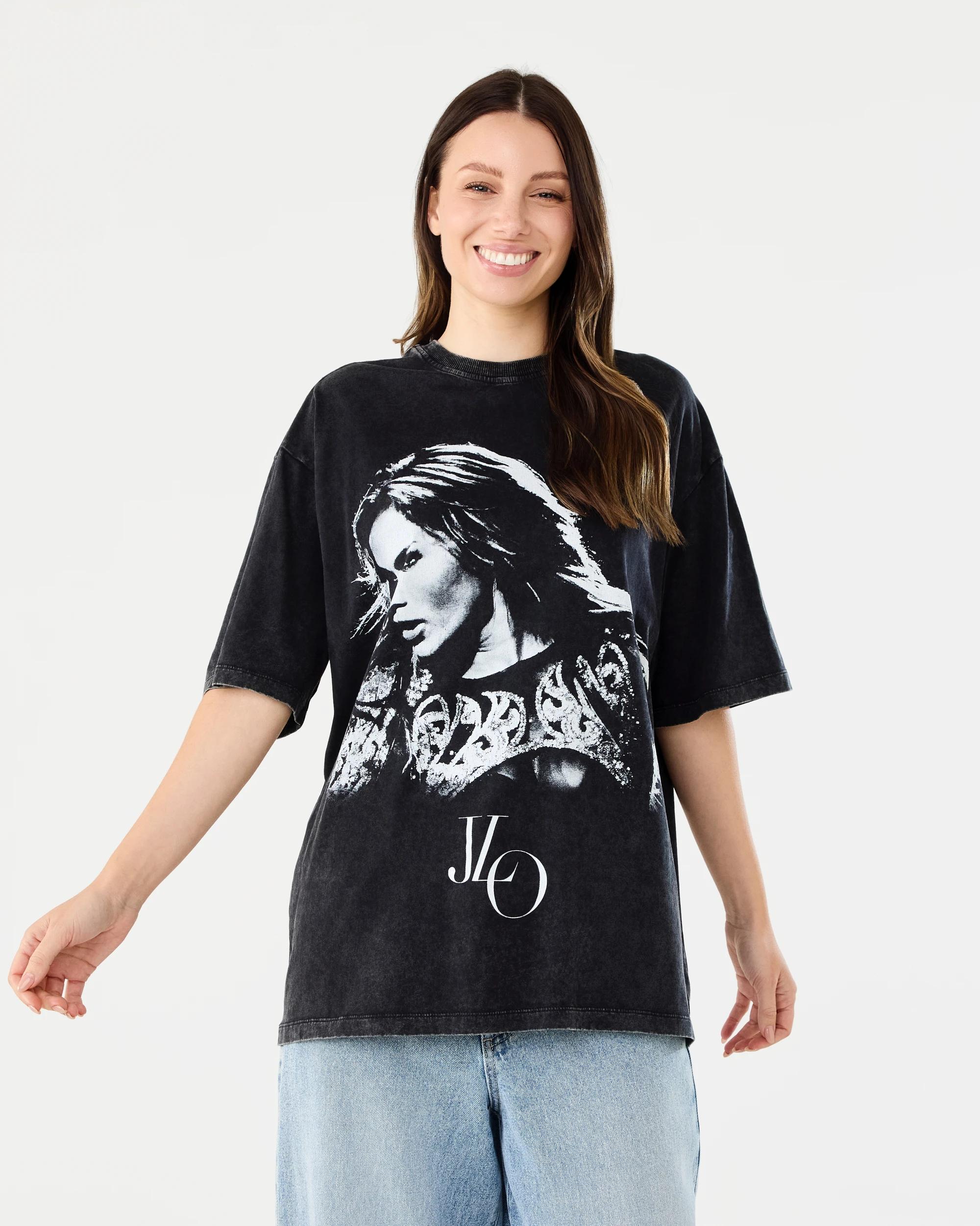 1 Jennifer Lopez License Short Sleeve Oversized T-shirt Jlo, 1 of 6