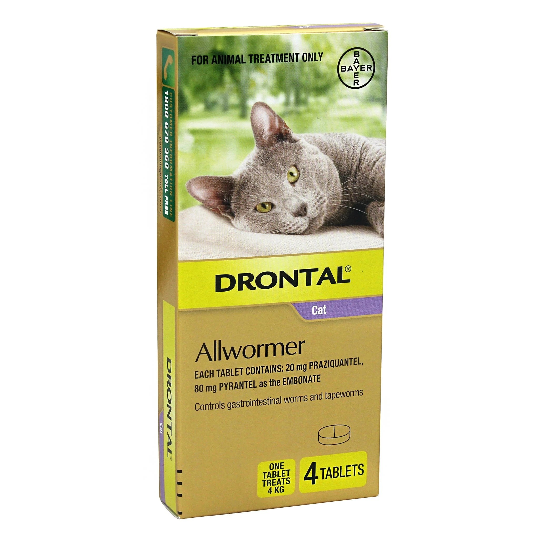1 Drontal Allwormer For Cats 4 Pack, 1 of 2