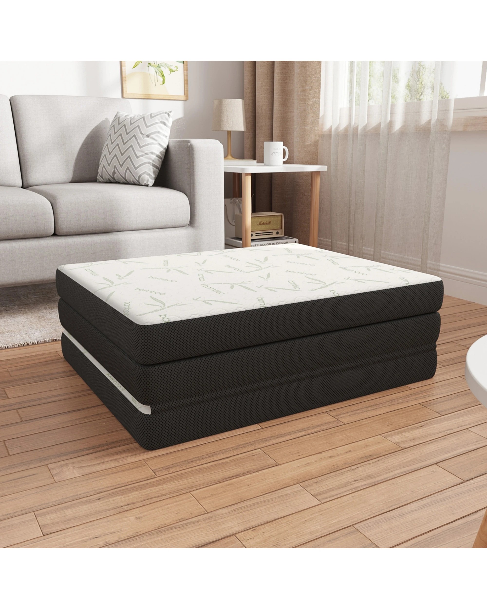 6 Advwin Foldable Foam Mattress Bamboo Folding 189x71x10CM - White, 6 of 7