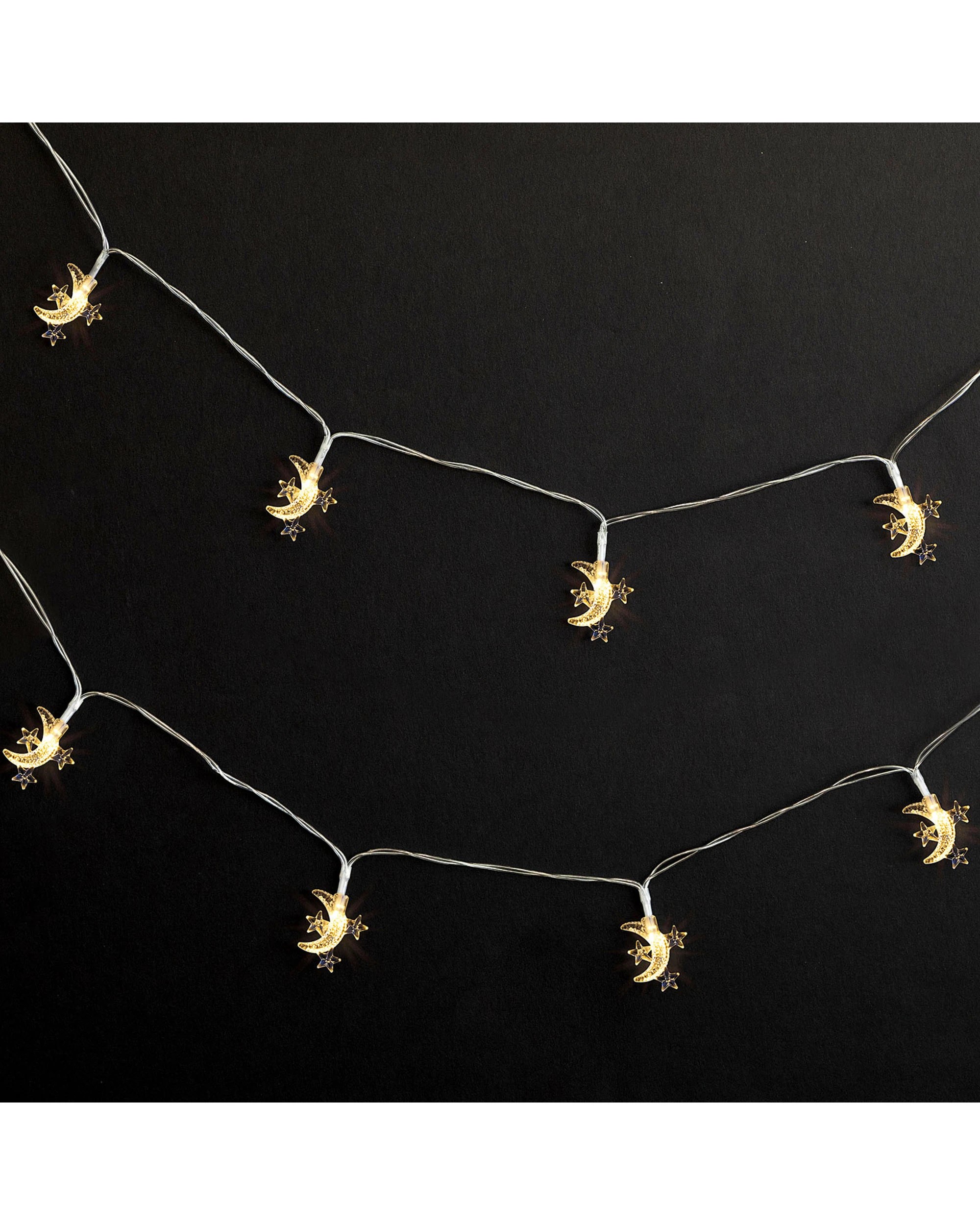 1 Unique Moon & Star Warm White LED String Lights - White, 1 of 2