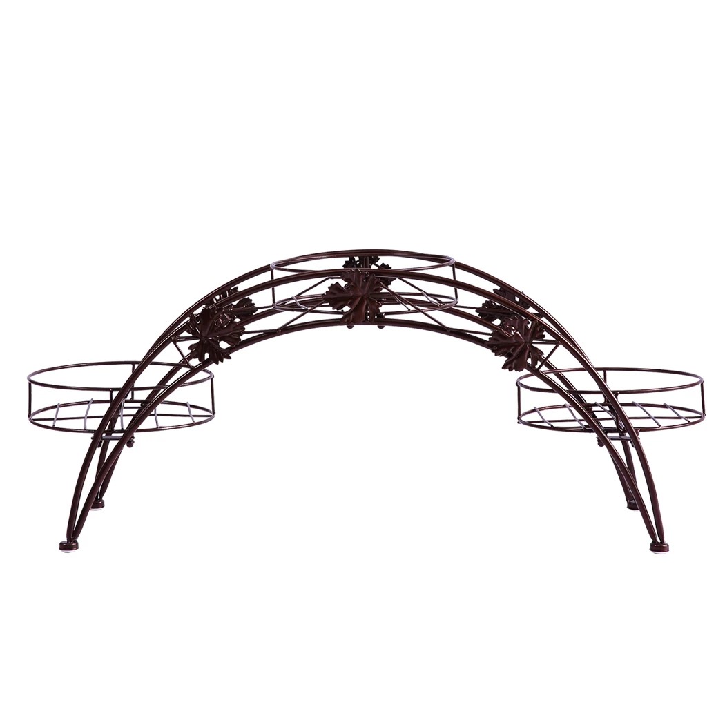 2 Levede  2 Pcs Arch Shape Metal Plant Stand with 3 Plant Pot Space - Bronze, 2 of 8