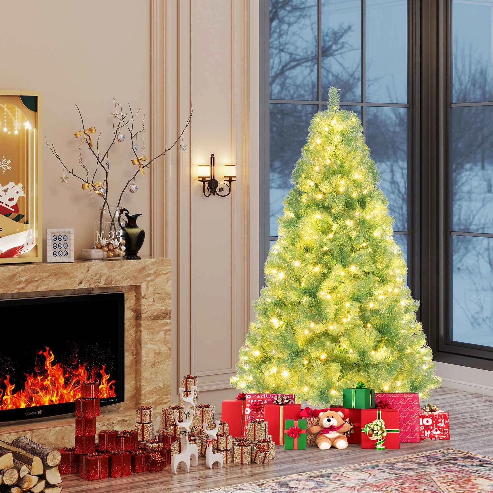 3 Costway 1.8M Pre-Lit Xmas Christmas Tree w/250 LED Light - Green, 3 of 3