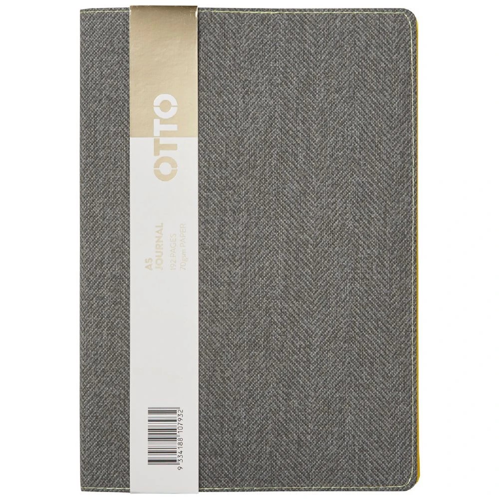 1 Otto A5 Herringbone Notebook 192 Pages Grey, 1 of 5