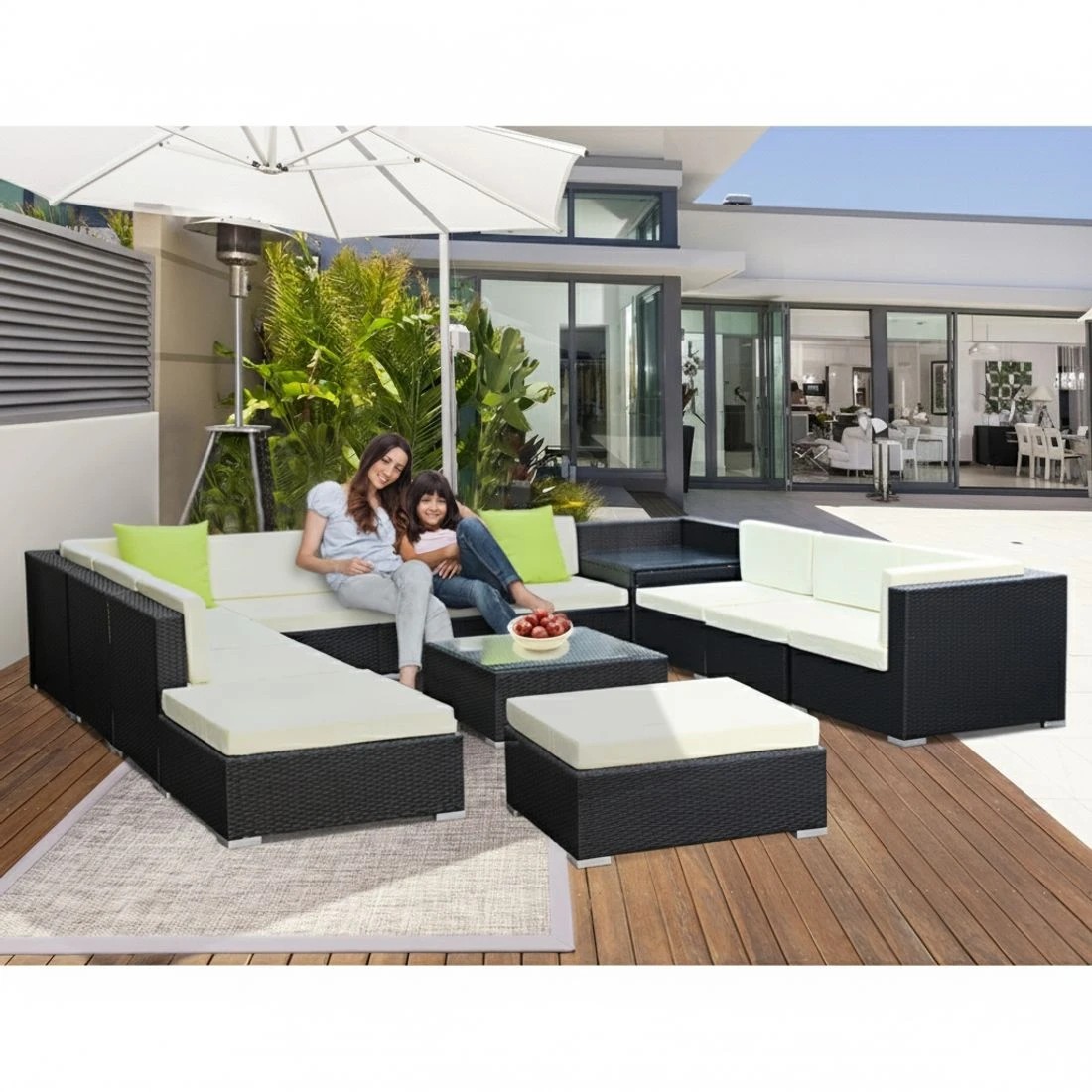 6 Gardeon 13-Piece Outdoor Sofa Set Wicker Couch Lounge Setting 11 Seater - Black, 6 of 7