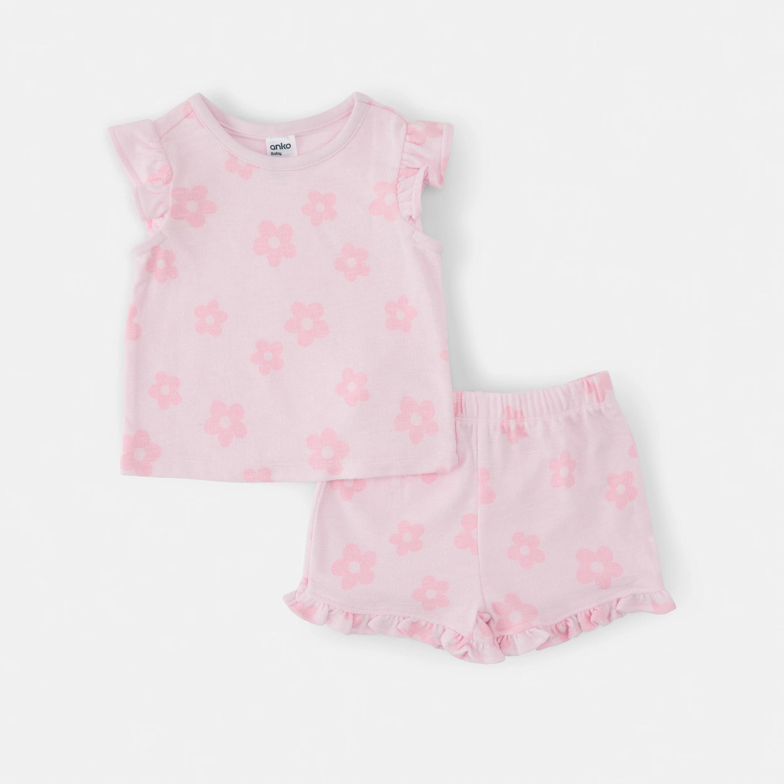1 Short Sleeve Frill Slub Set PINK FLORAL, 1 of 6