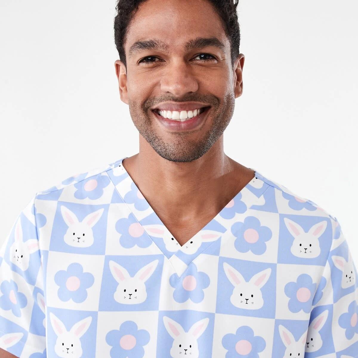4 Work Short Sleeve Print Scrub Top Bunny Chk, 4 of 7