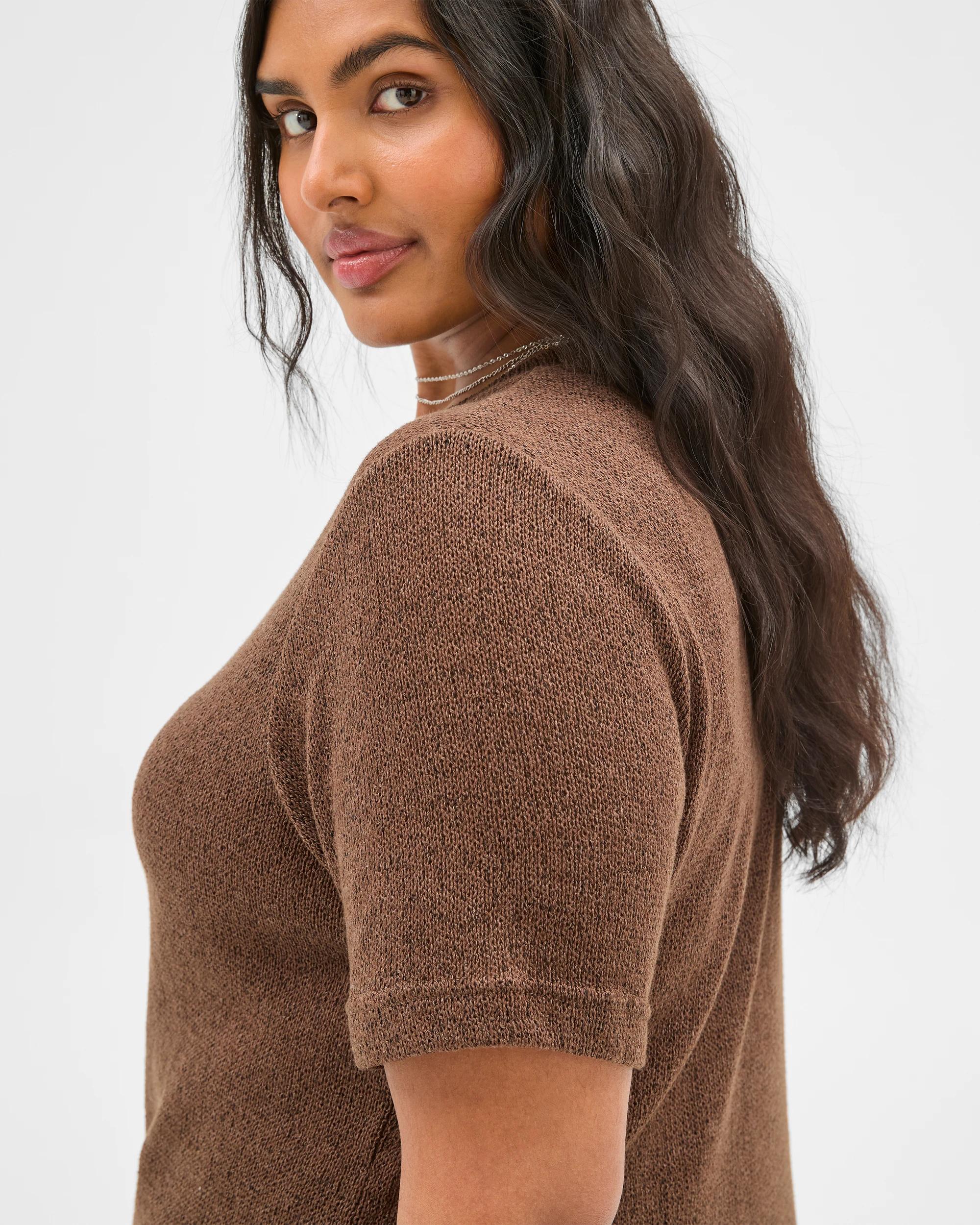 6 Target Plus Size Australian Cotton Blend Textured T-shirt SOFT CHOCOLATE MARLE, 6 of 6