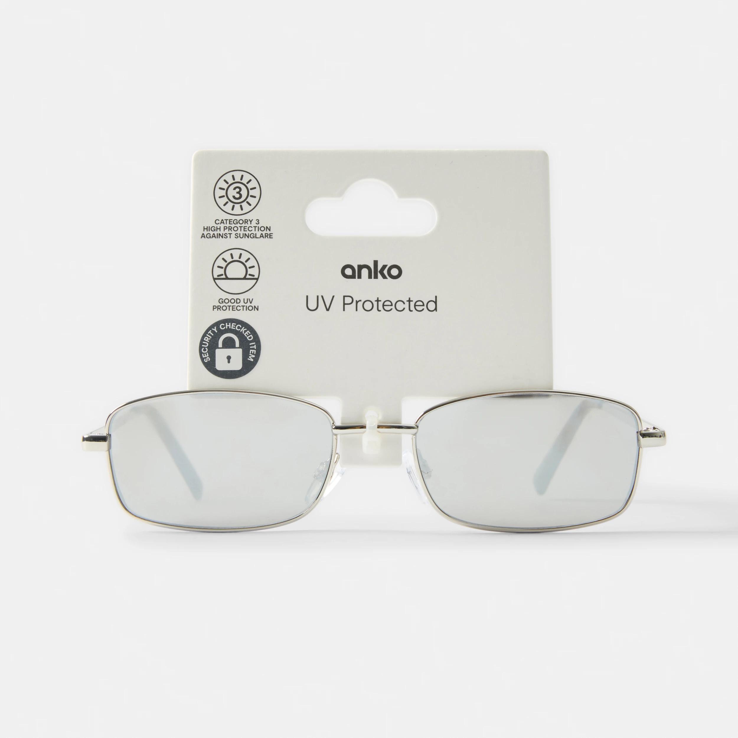 6 Rectangle Metal Sunglasses Silver, 6 of 6