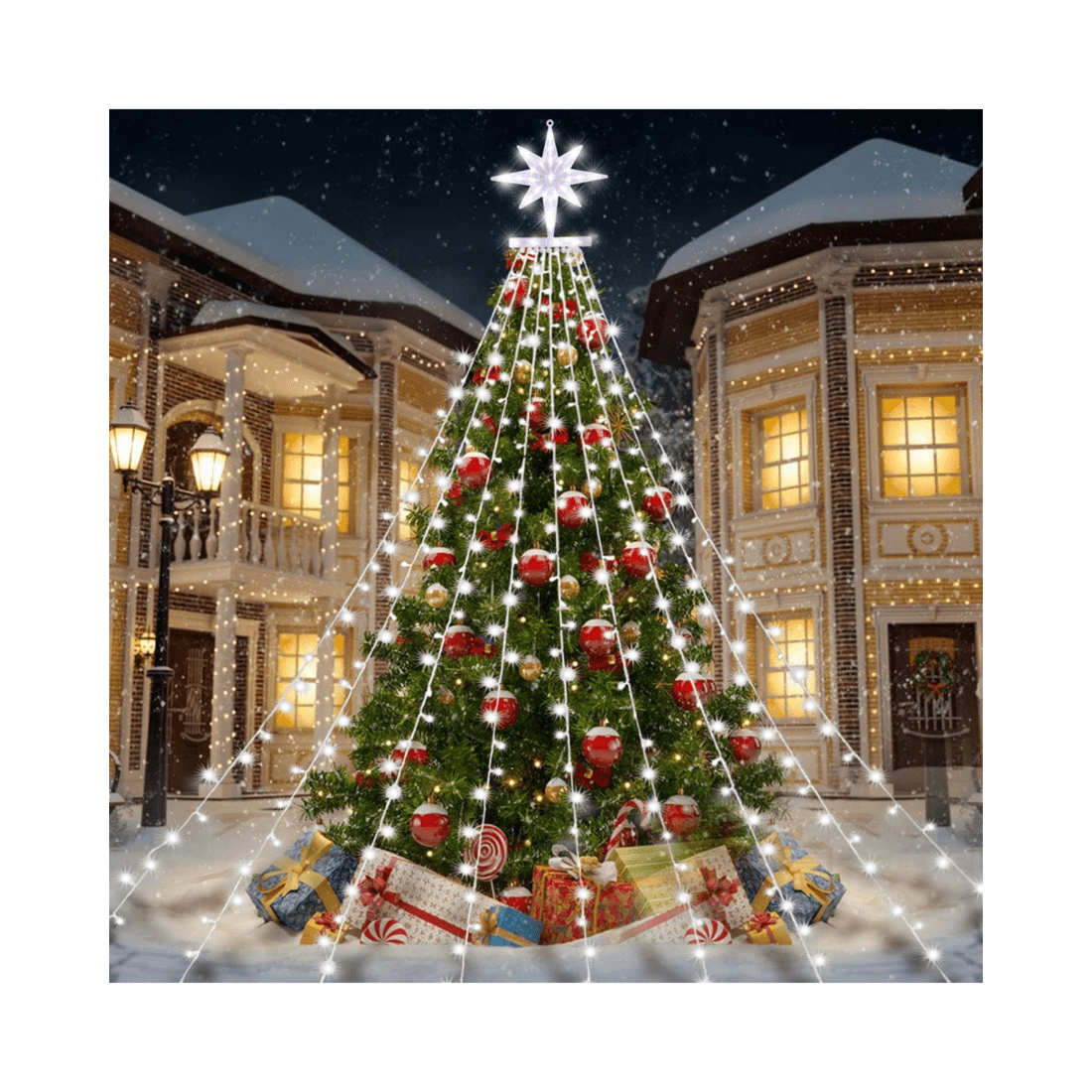 1 Advwin 3.5M * 9 Lines 350 LED String Fairy Lights with Polaris 8 Modes Christmas Decor white, 1 of 6