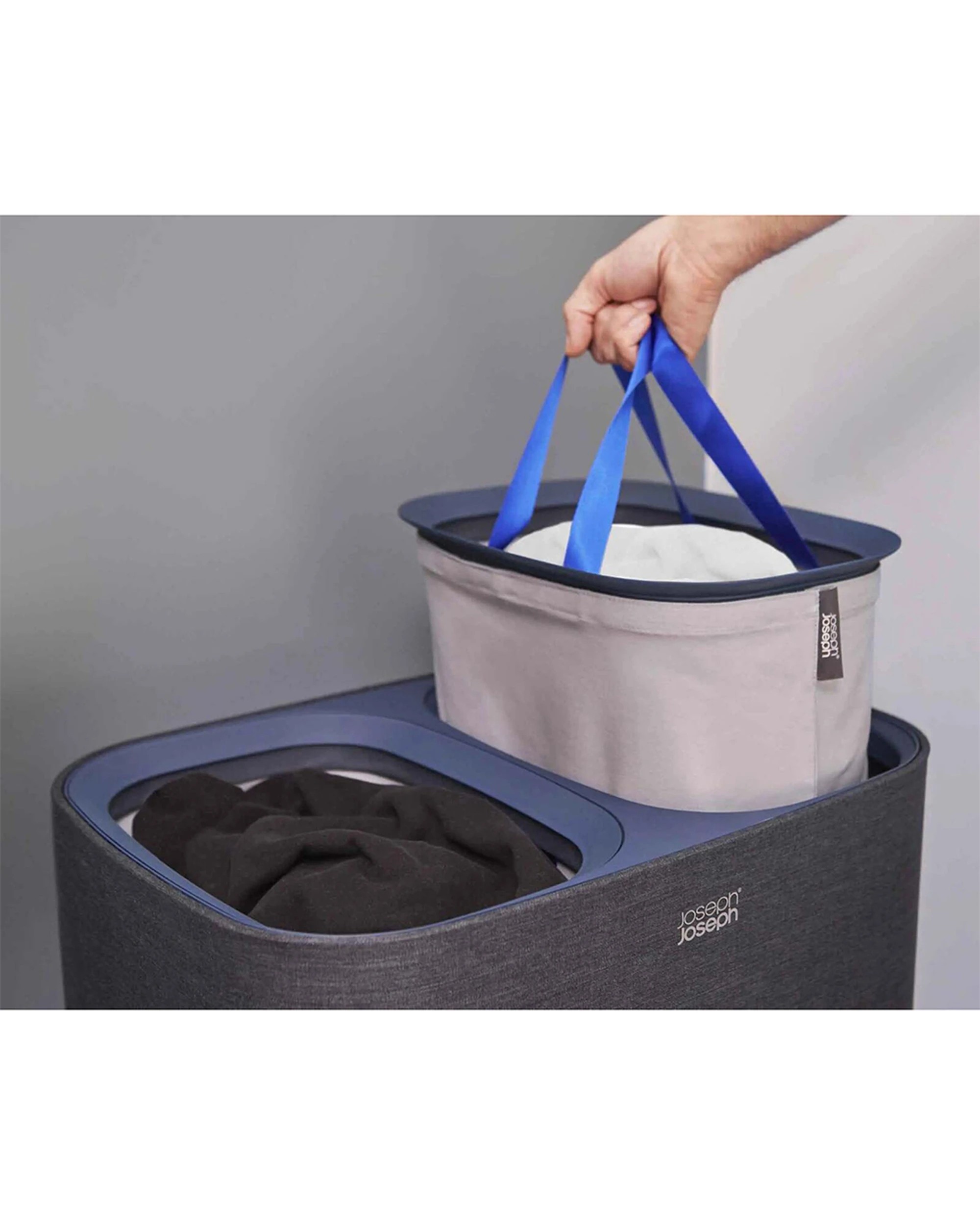 6 Joseph Joseph 90L Tota Laundry Separation Basket Dual Compartments Tote Bag Carbon - Black, 6 of 7