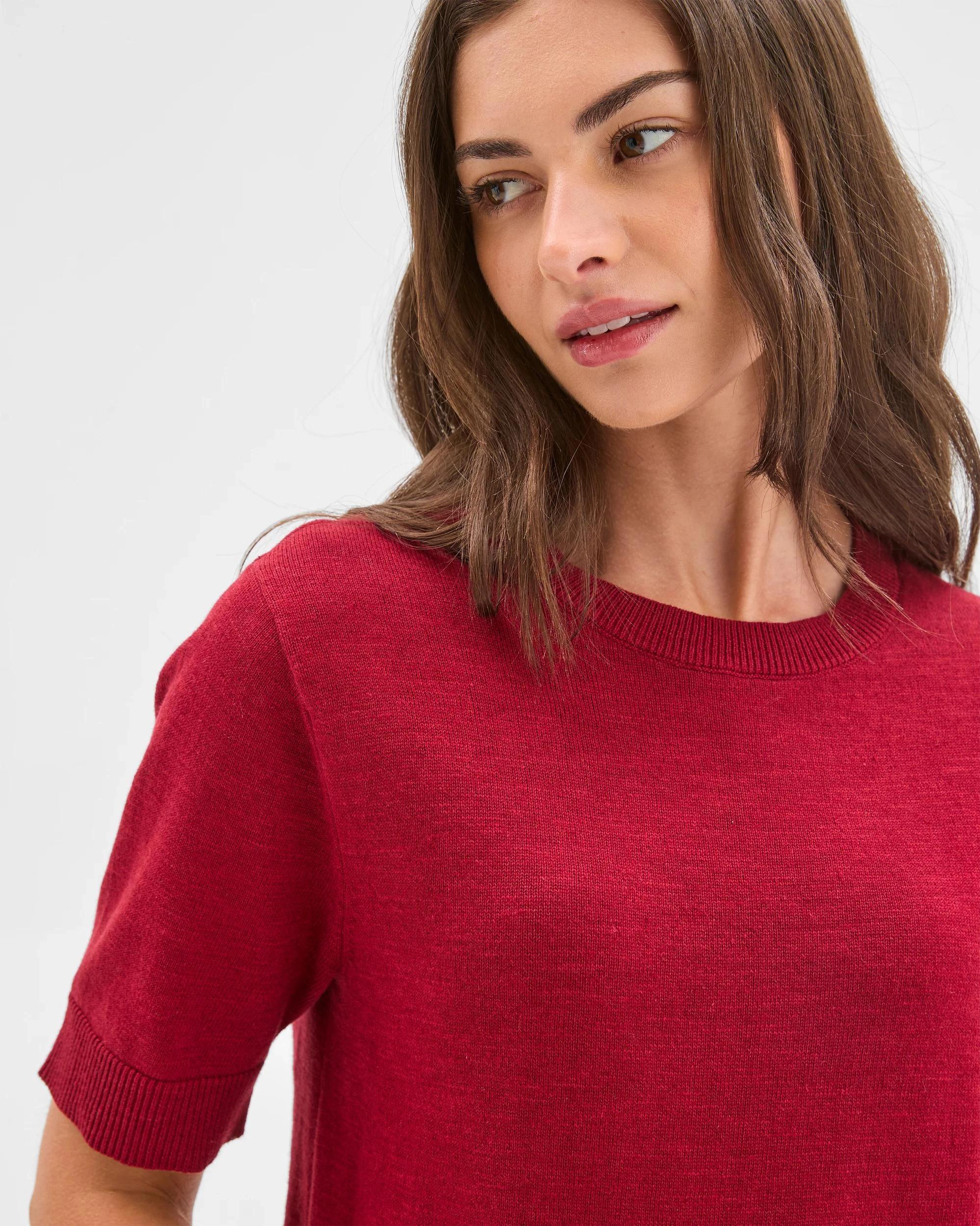 5 Target Petites Australian Cotton Blend Knit T-Shirt RHUBARB, 5 of 5