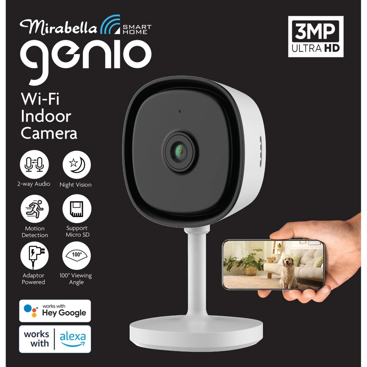 1 Mirabella Genio Wi-Fi 3MP Fixed Indoor Camera, 1 of 3