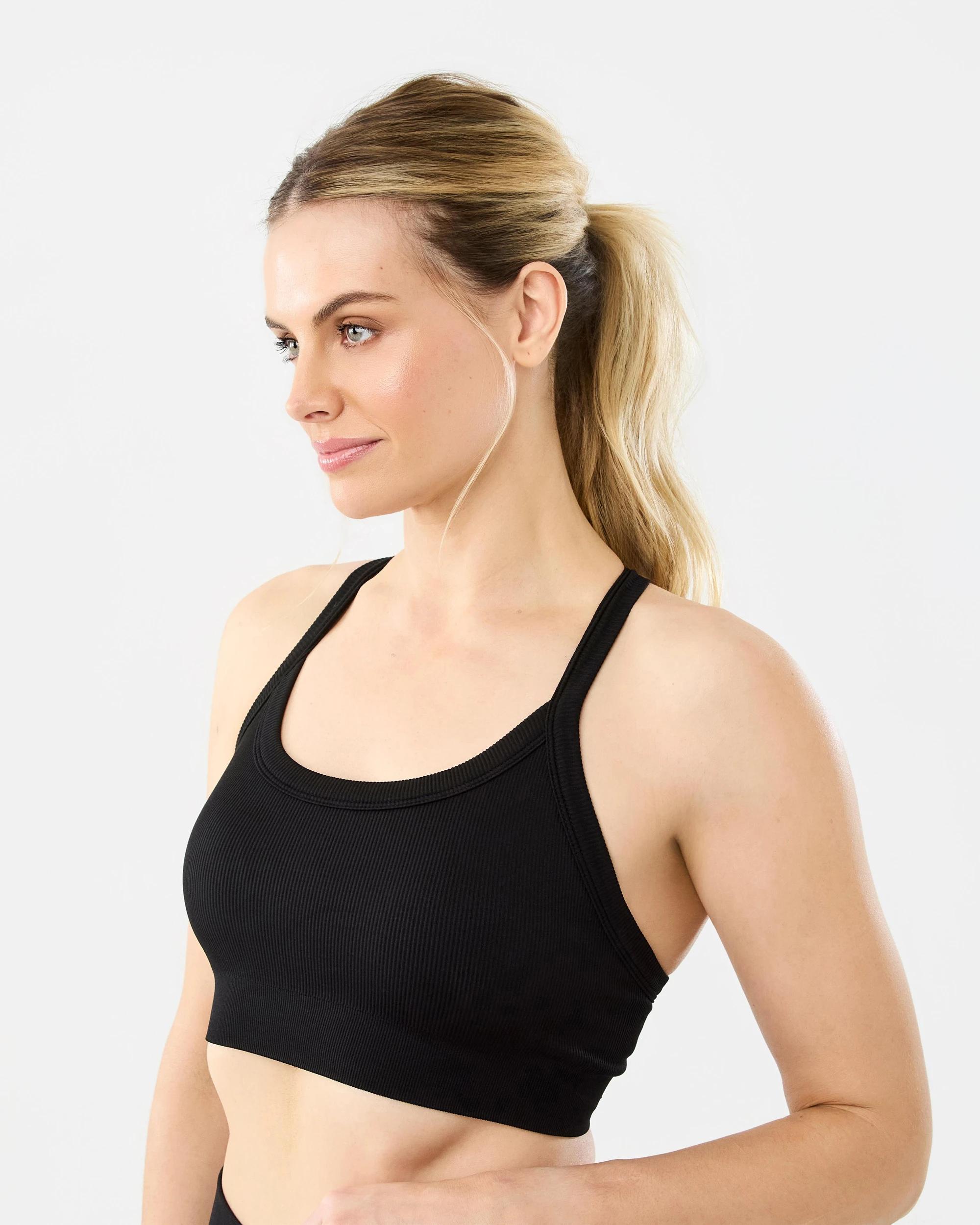 2 Active Womens Seamfree Support Crop Top Black, 2 of 8