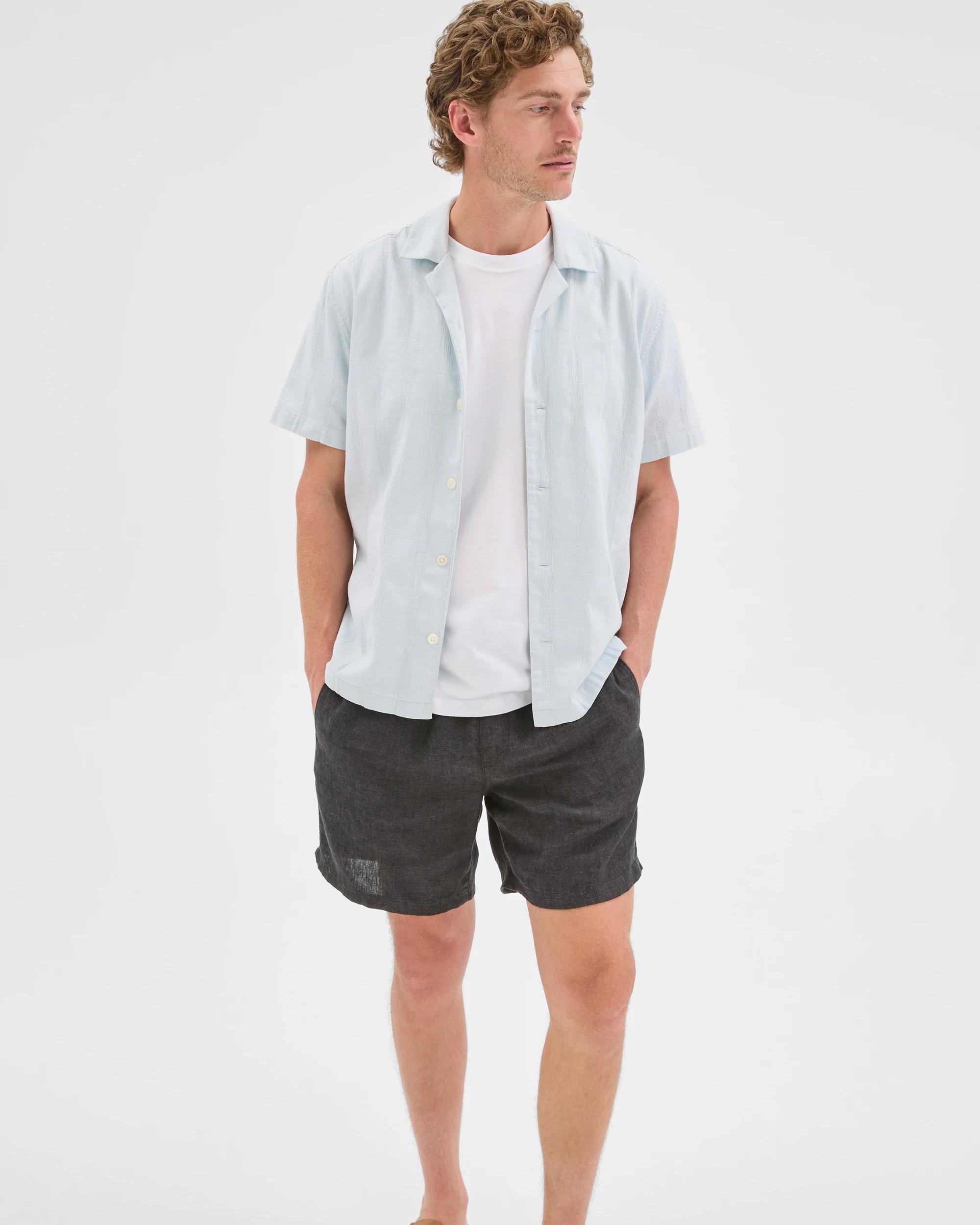 1 Target Man Short Sleeve Self Stripe Shirt CHAMBRAY, 1 of 6