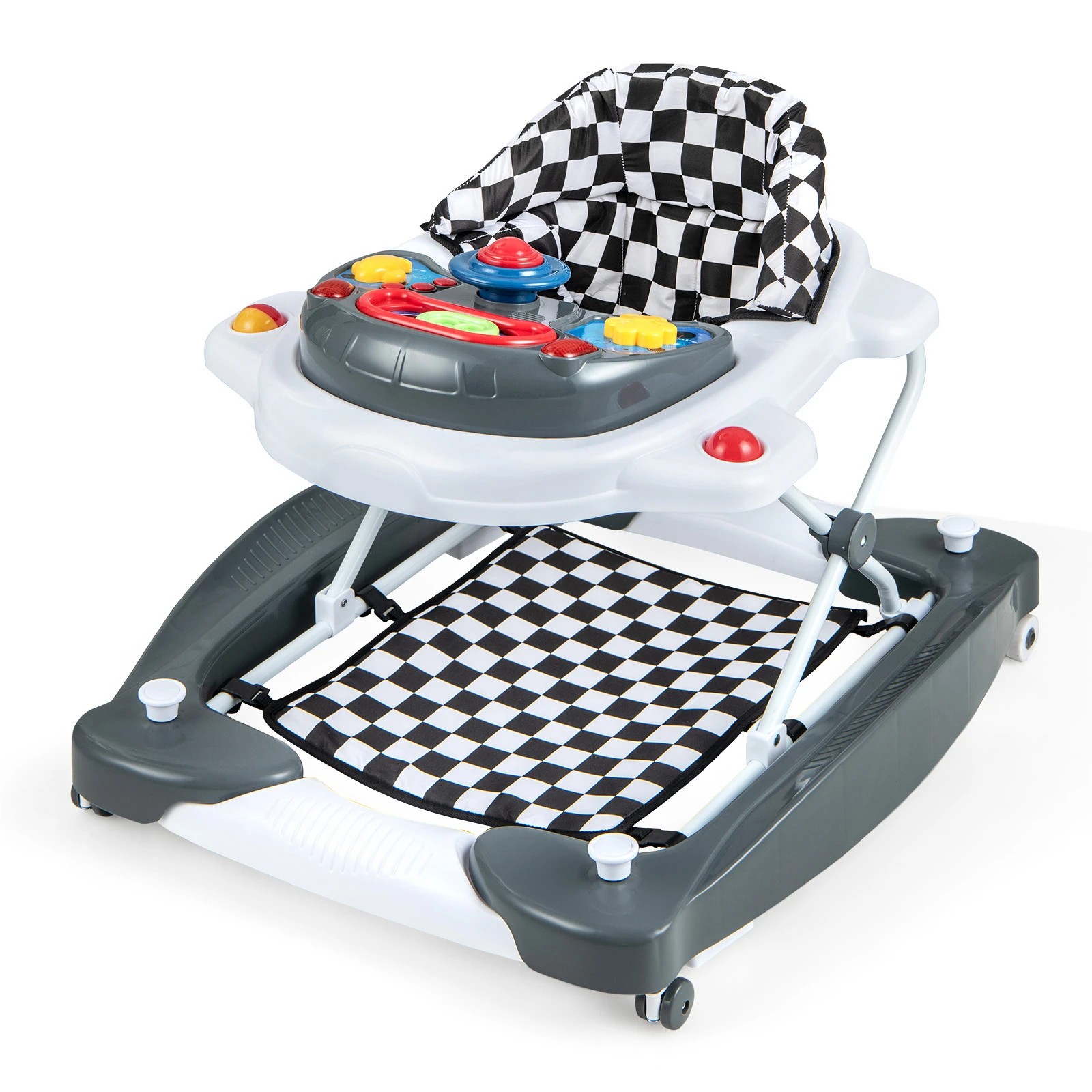 1 Costway 6 in 1 Walker & Rocker Adjustable Push Ride on Car - Grey, 1 of 1