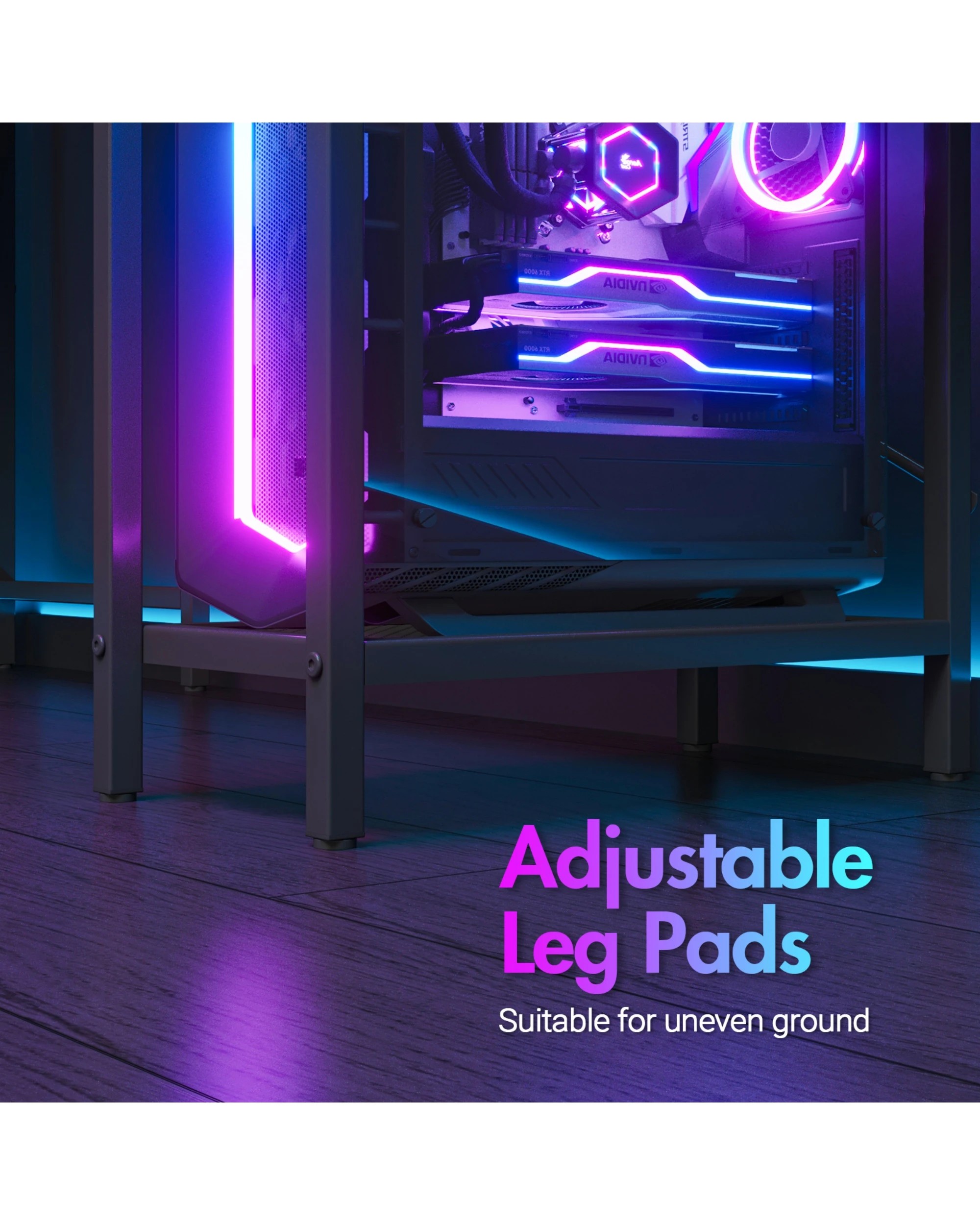 7 Advwin L Shaped Computer Gaming Desk With Led Lights & Power Outlets Black, 7 of 9