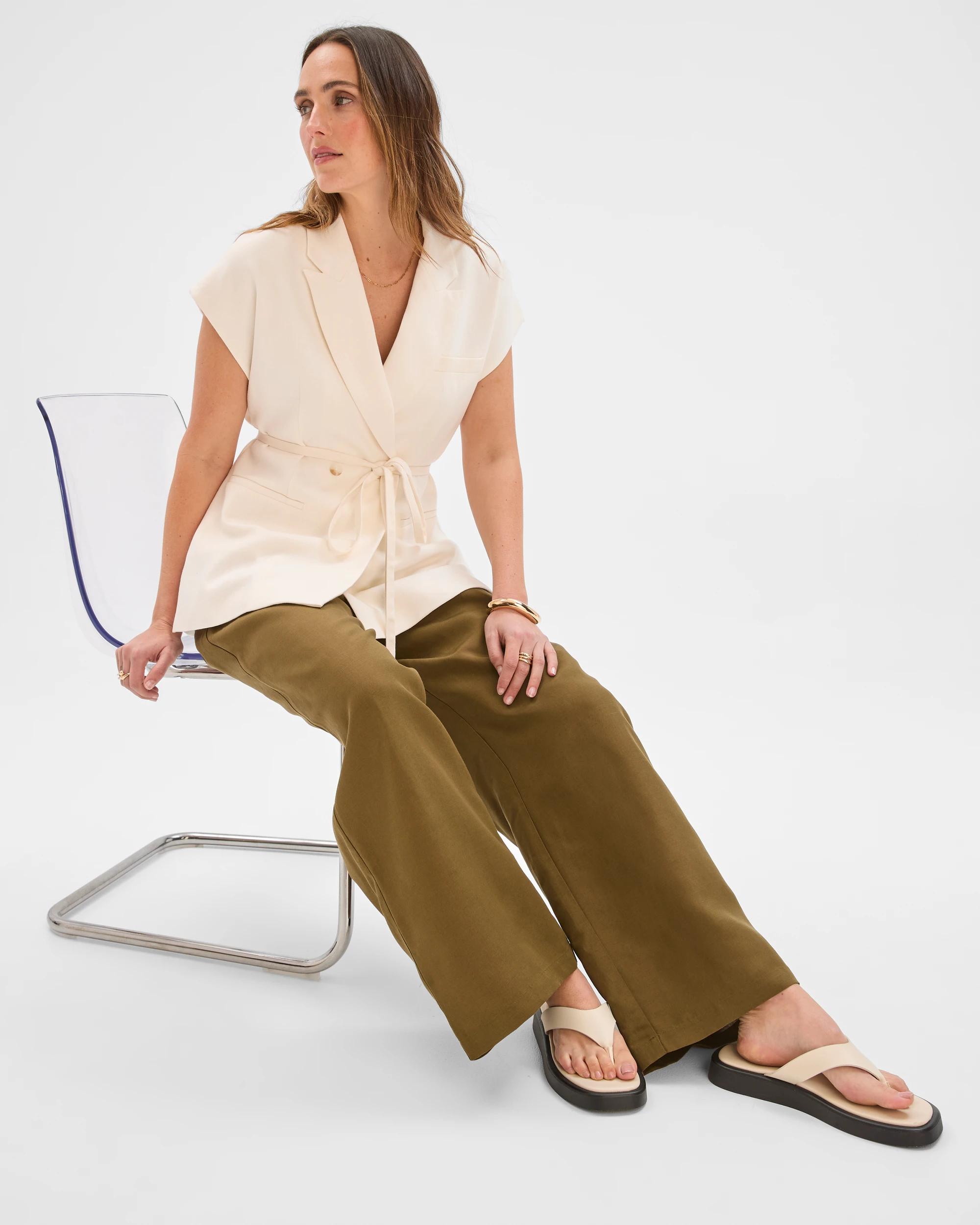 1 Preview Harper Tailored Ultra Wide Leg Pants KHAKI OLIVE, 1 of 7
