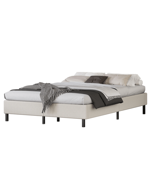 Alfordson Bed Frame Double Size Mattress Base Foundation Beige Fabric Basel - B