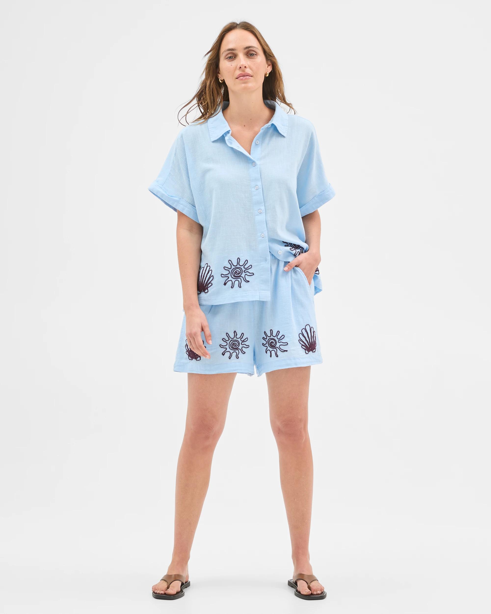 1 Target Woman Resort Cord Detail Shorts BLUE, 1 of 6