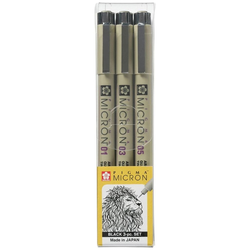 1 Sakura Pigma Micron Assorted Black 3 Pack, 1 of 1