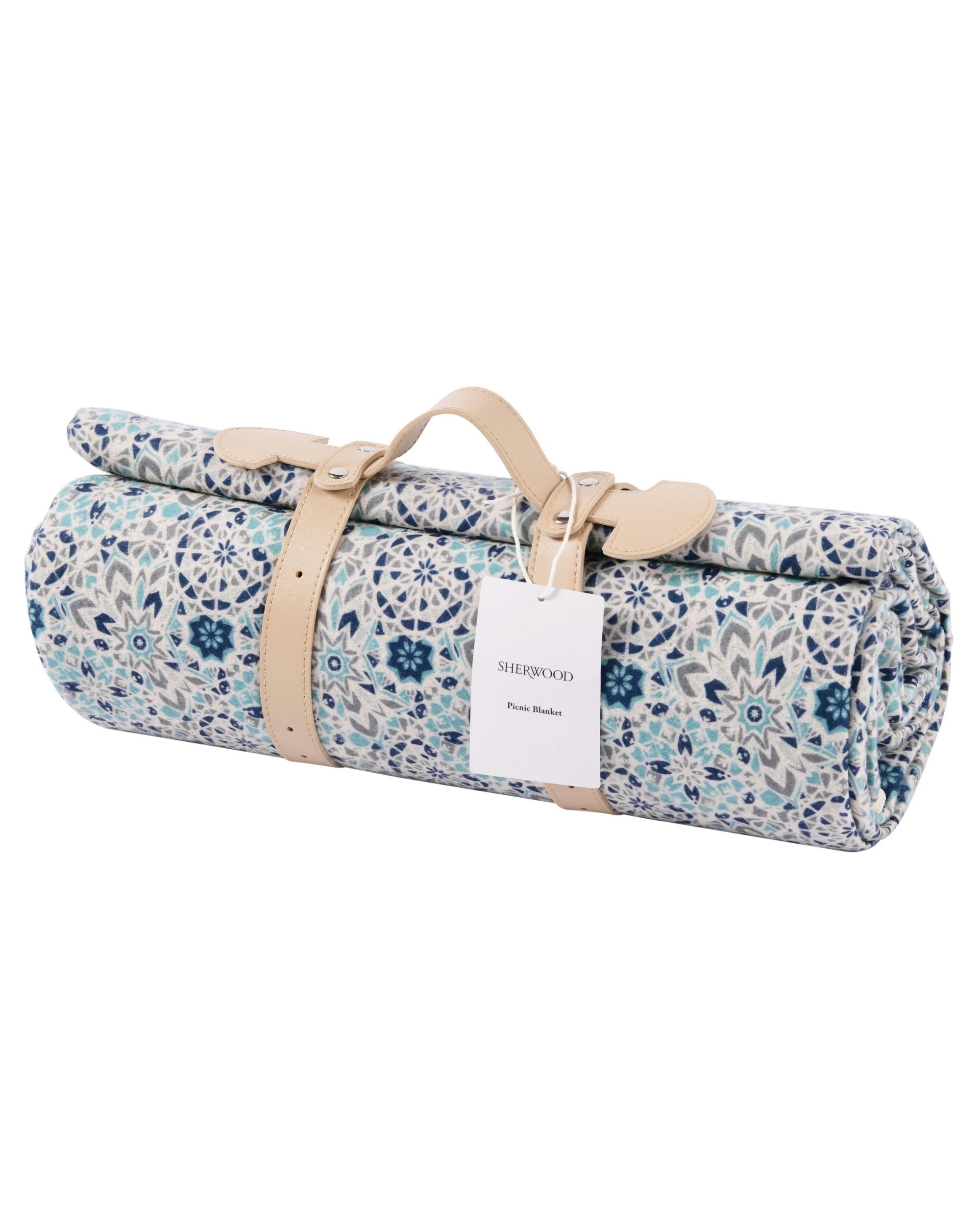 1 Sherwood Cotton Top Picnic Rug 200x150cm - Blue Mosaic, 1 of 6