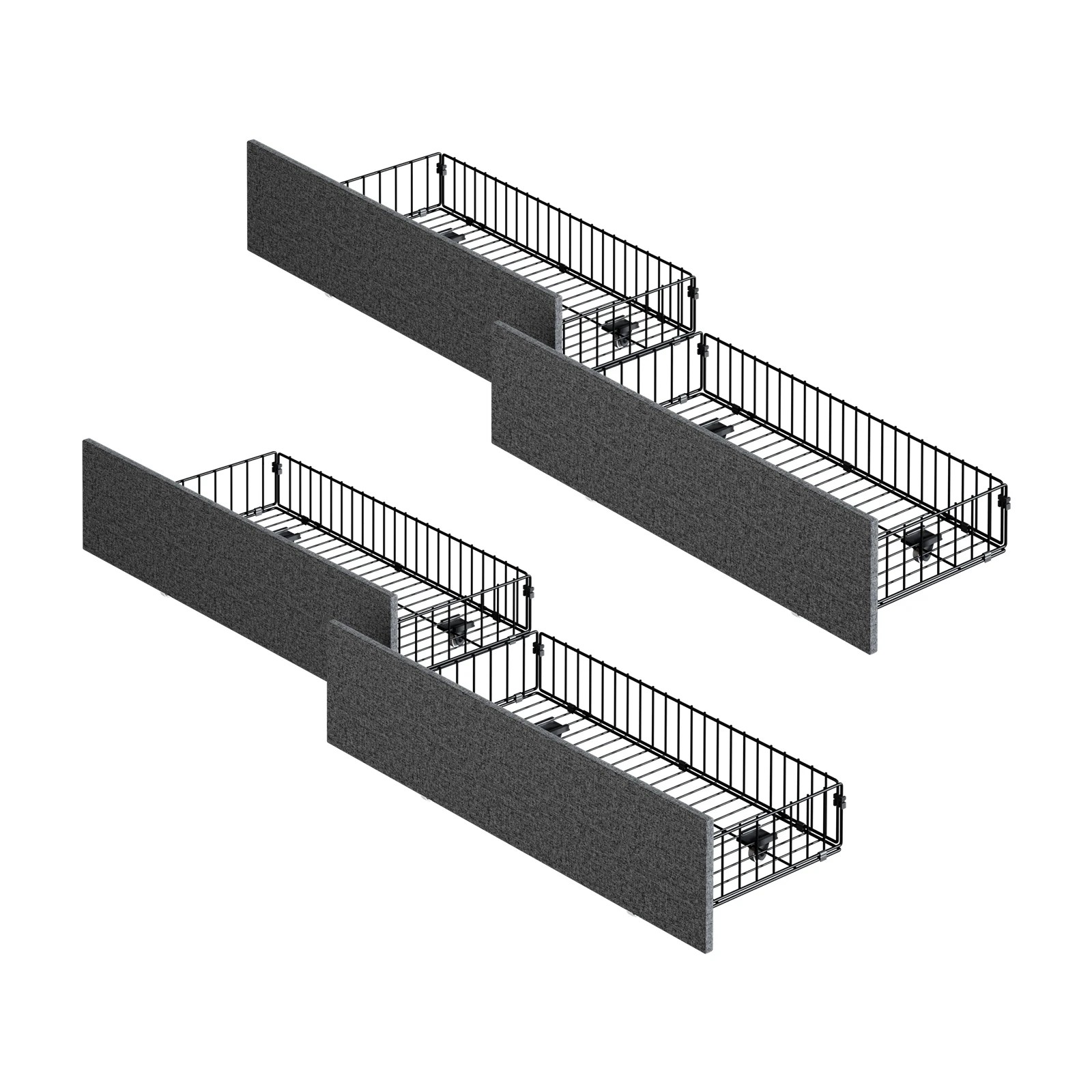 1 Oikiture 4x Trundle Drawers for Bed Frame with Wheels Metal - Grey - Grey, 1 of 9