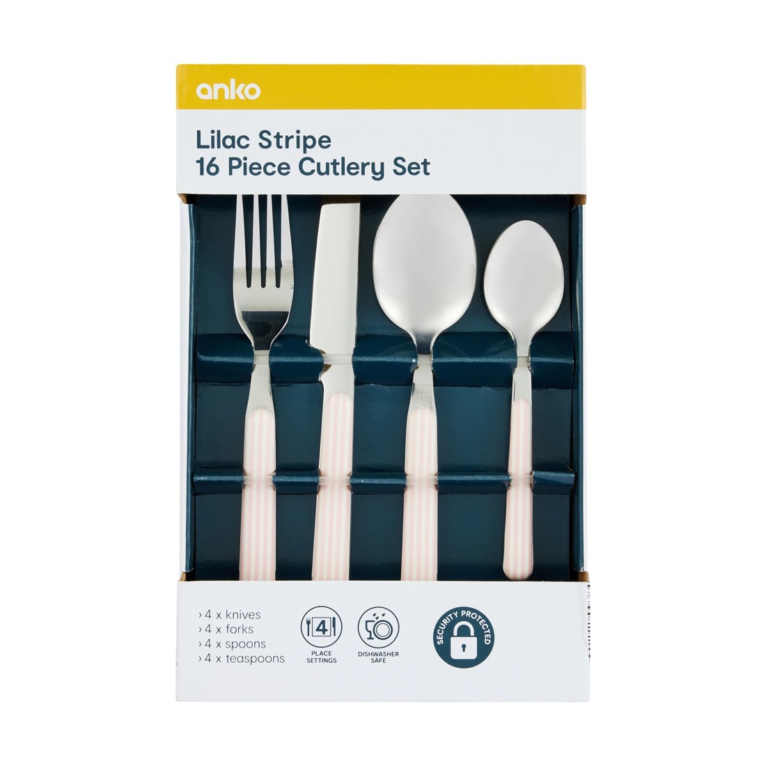 5 16 Piece Lilac Stripe Cutlery Set, 5 of 5