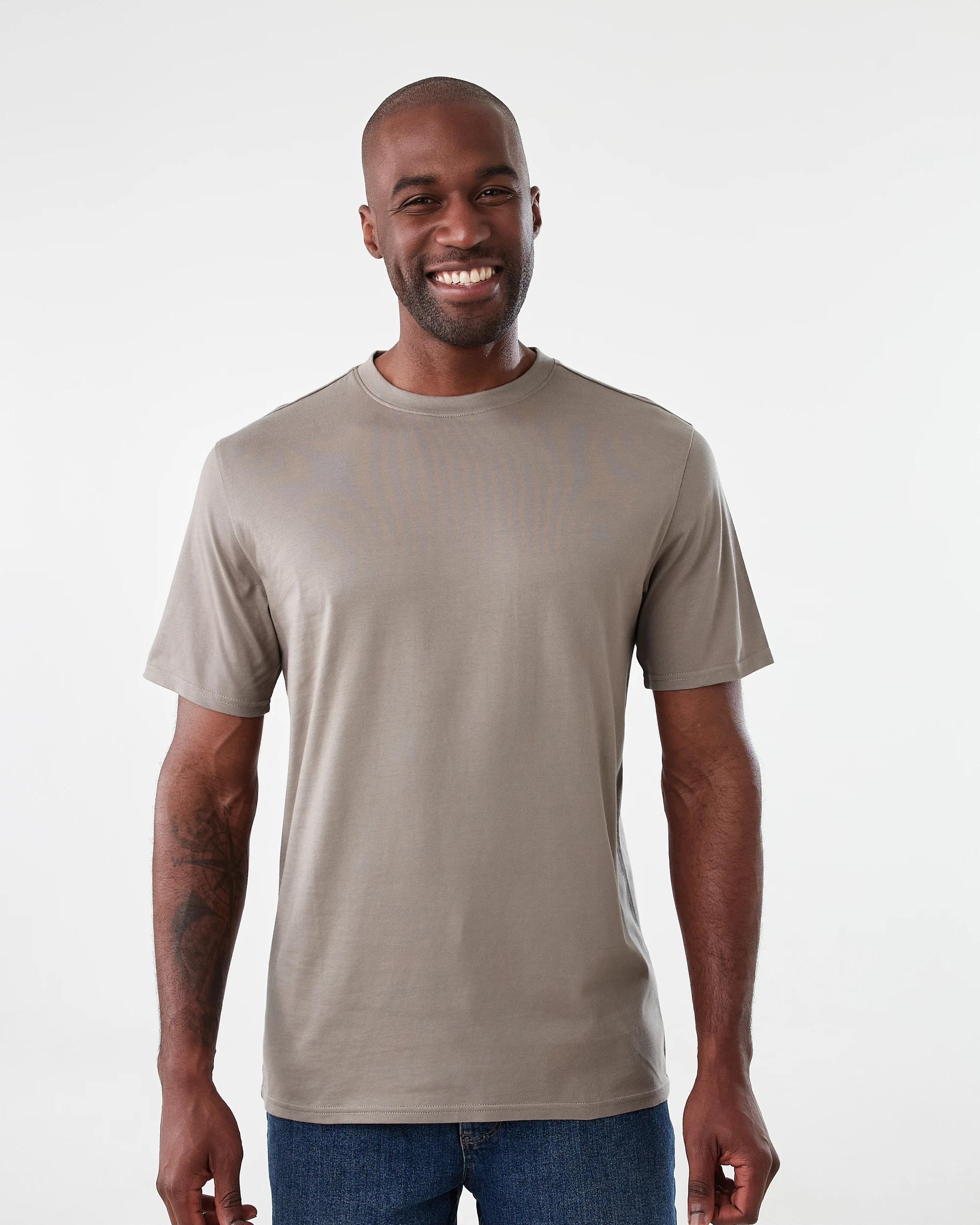 1 Australian Cotton Crew Neck T-shirt DRIFT BROWN, 1 of 5