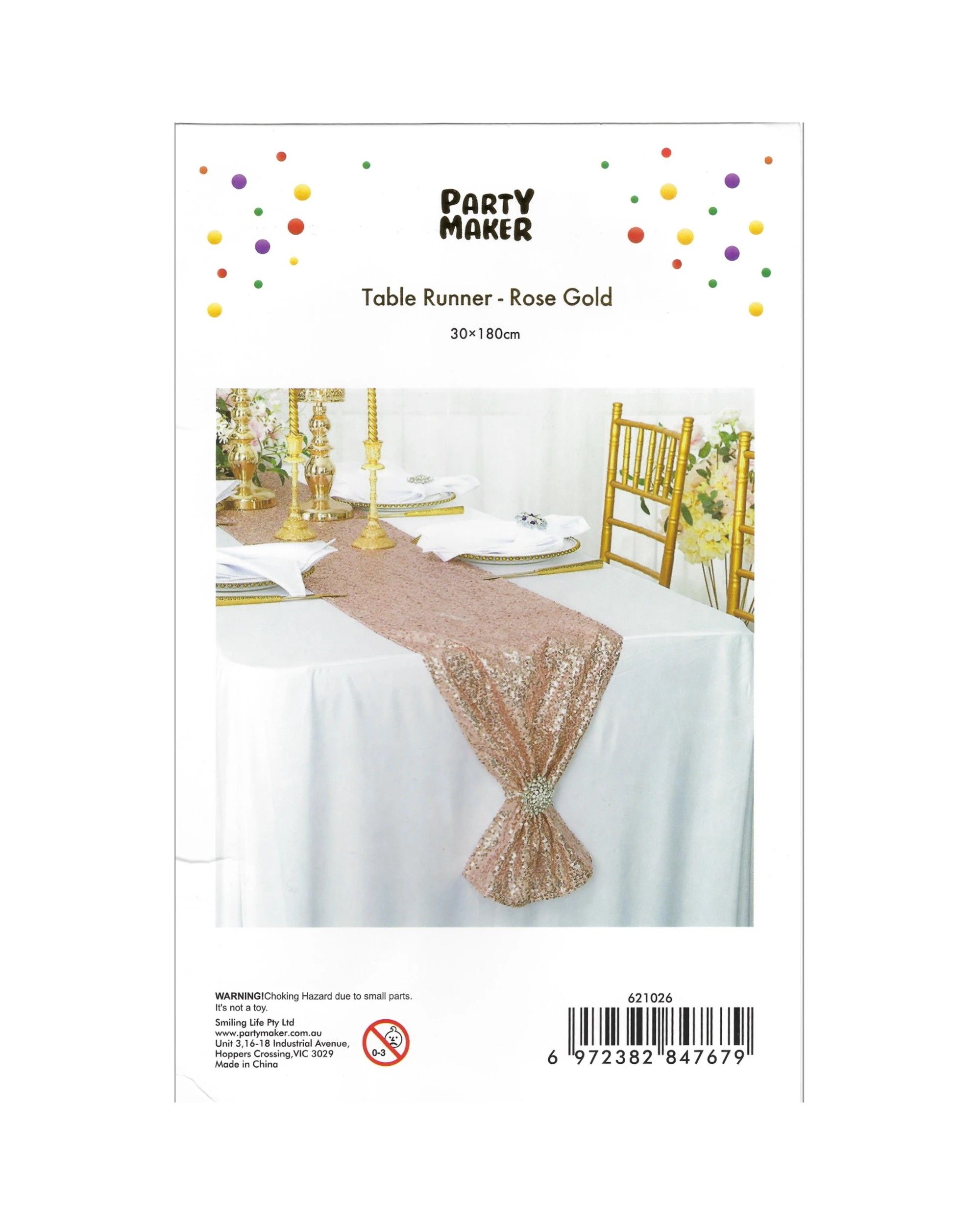 2 Partyrama Rose Gold Sequin Table Runner 30cm x 180cm, 2 of 2