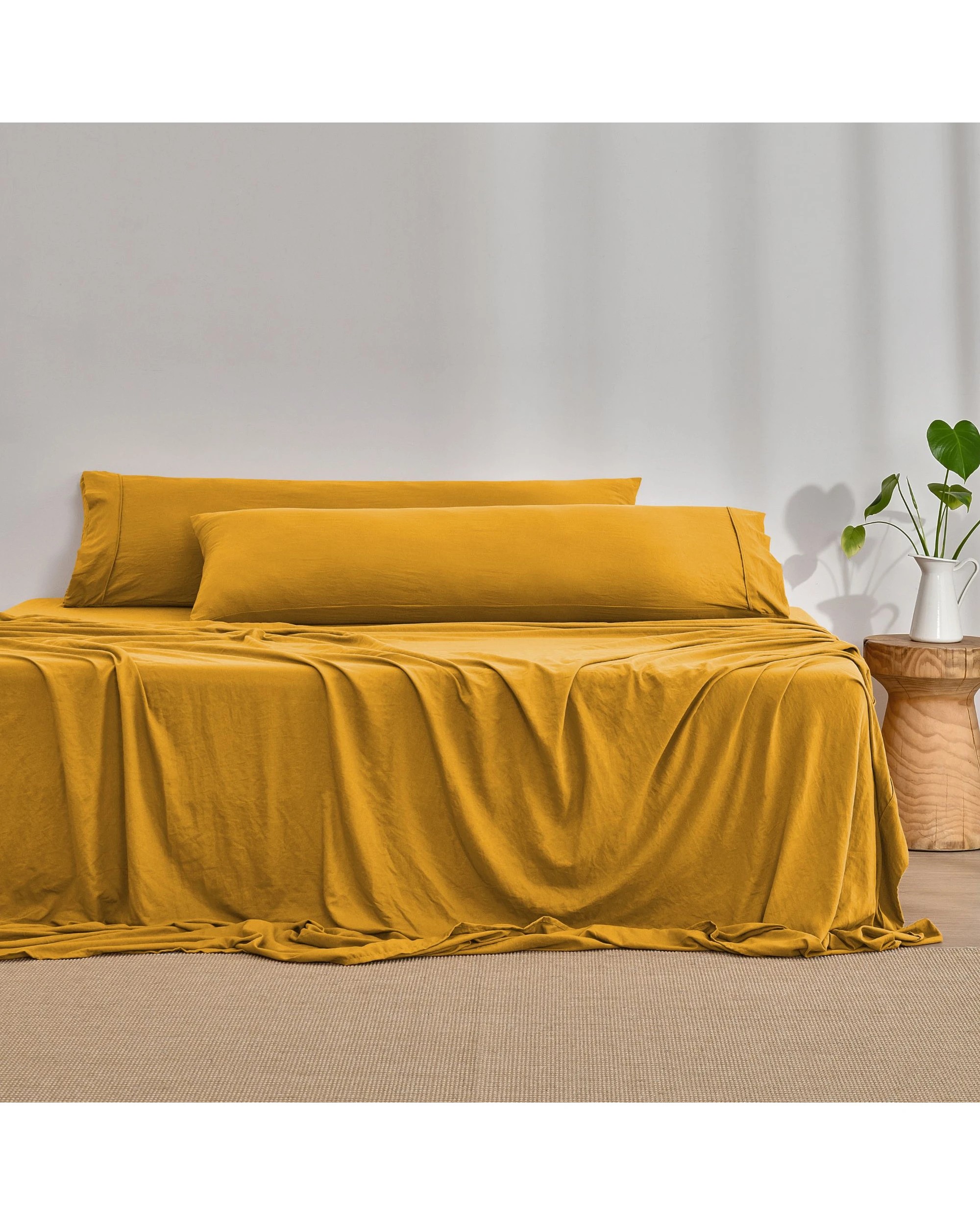 2 Dreamaker Superfine Washed Microfibre Body Pillowcase Twin Pack - Mustard, 2 of 5