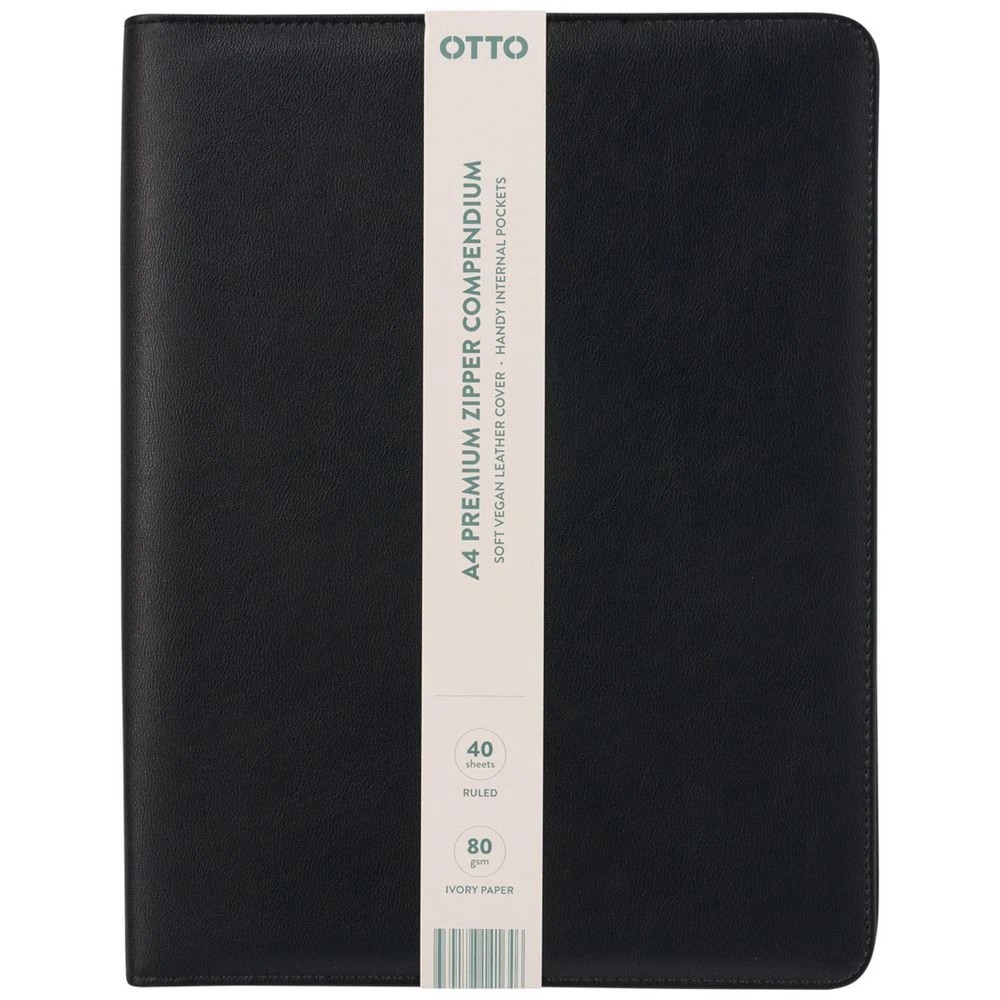 1 Otto A4 Zipper Compendium Black, 1 of 3