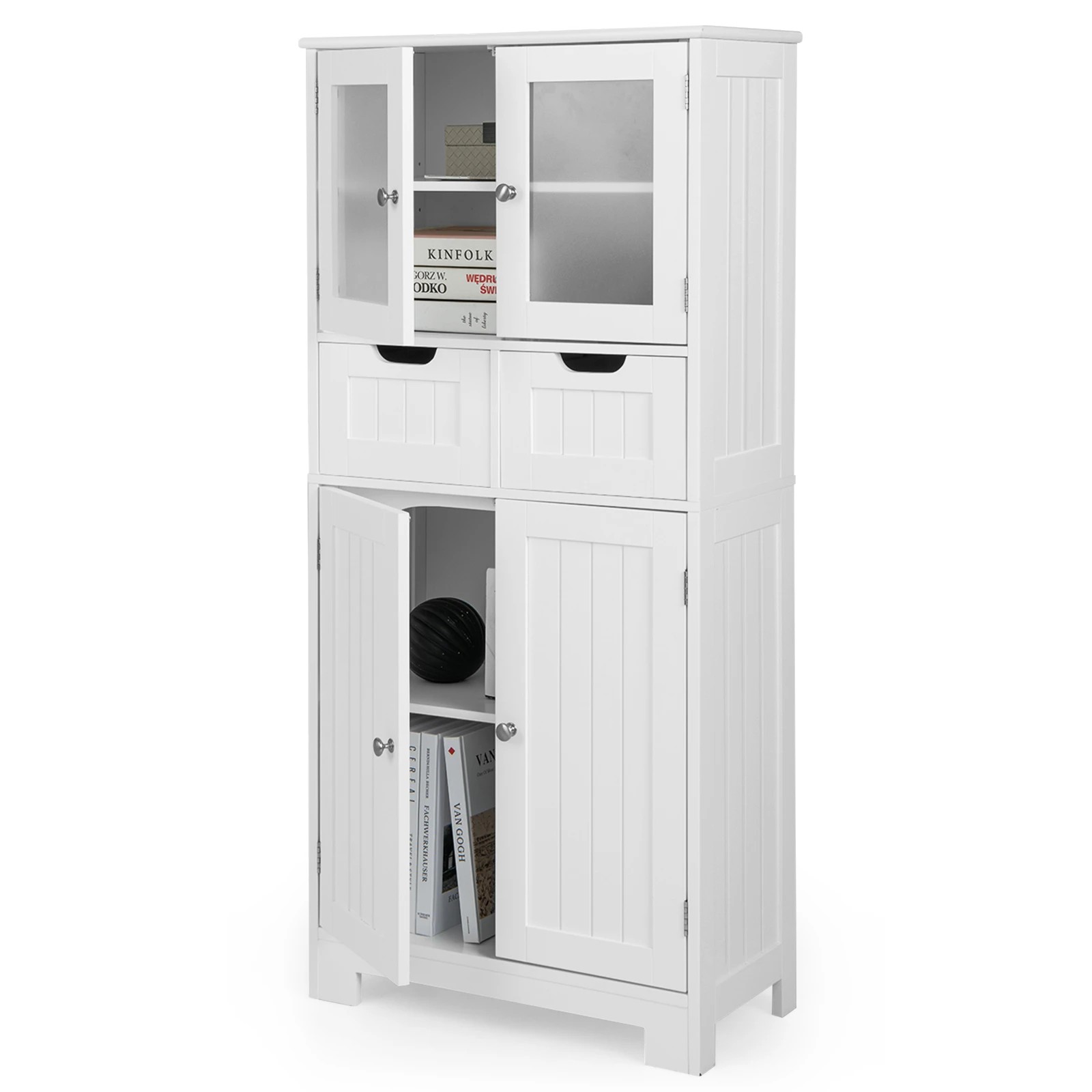 6 Costway Floor Storage Cabinet Kitchen Pantry Cupboard Multifunctional Organizer - White, 6 of 7