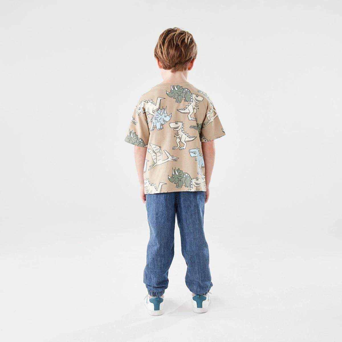 6 All Over Print T-shirt SCRIBBLY DINOS LIGHT BROWN, 6 of 6