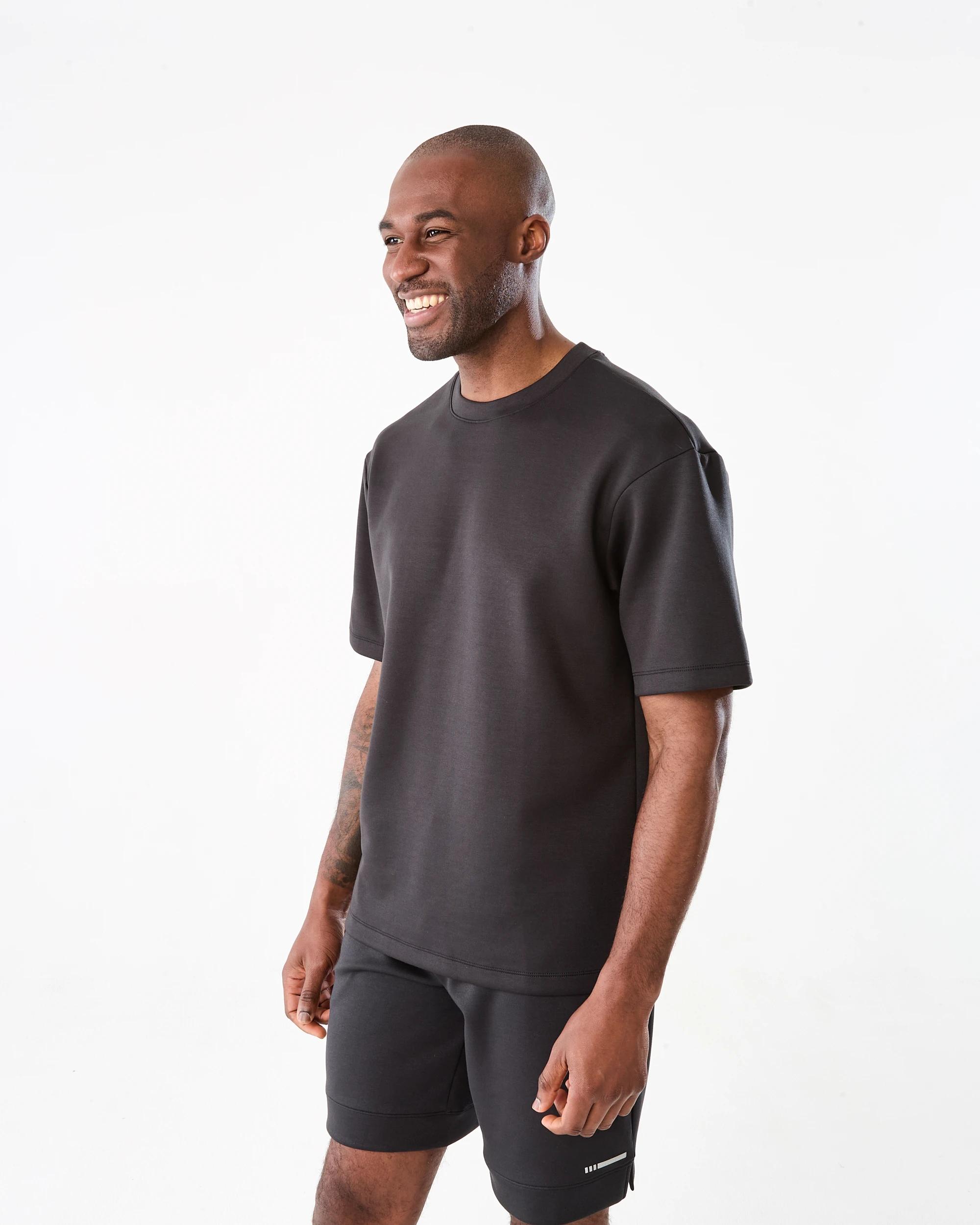 2 Active Mens Oversized Scuba T-shirt BLACK, 2 of 7