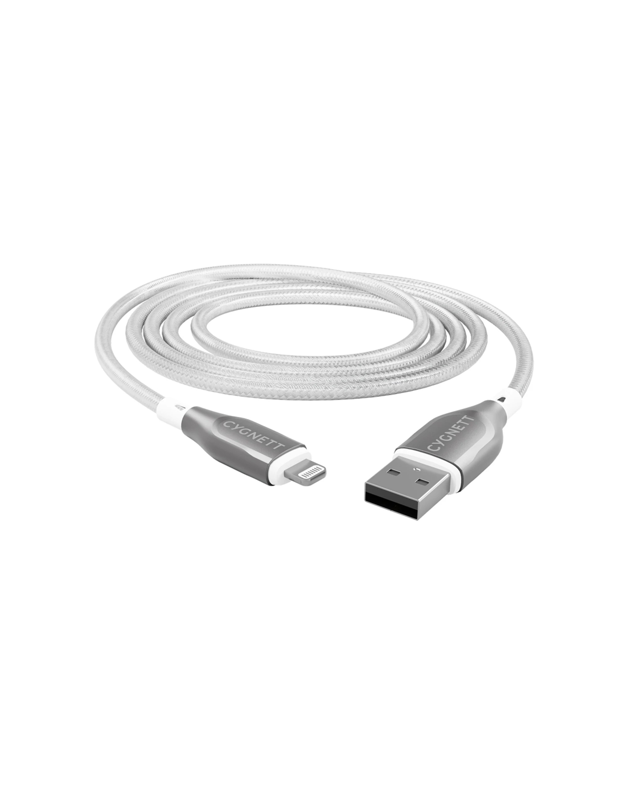 3 Cygnett Armoured USB-A to 8-Pin Cable For iPhone 3m - White, 3 of 5