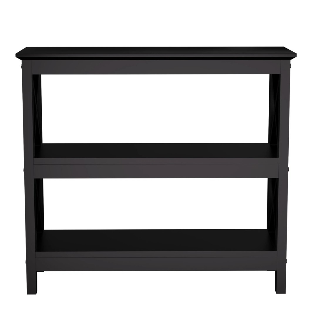 7 Oikiture 3-tier Console Table X-design Wood Sofa Table Hall Side Entry
 - Black, 7 of 10
